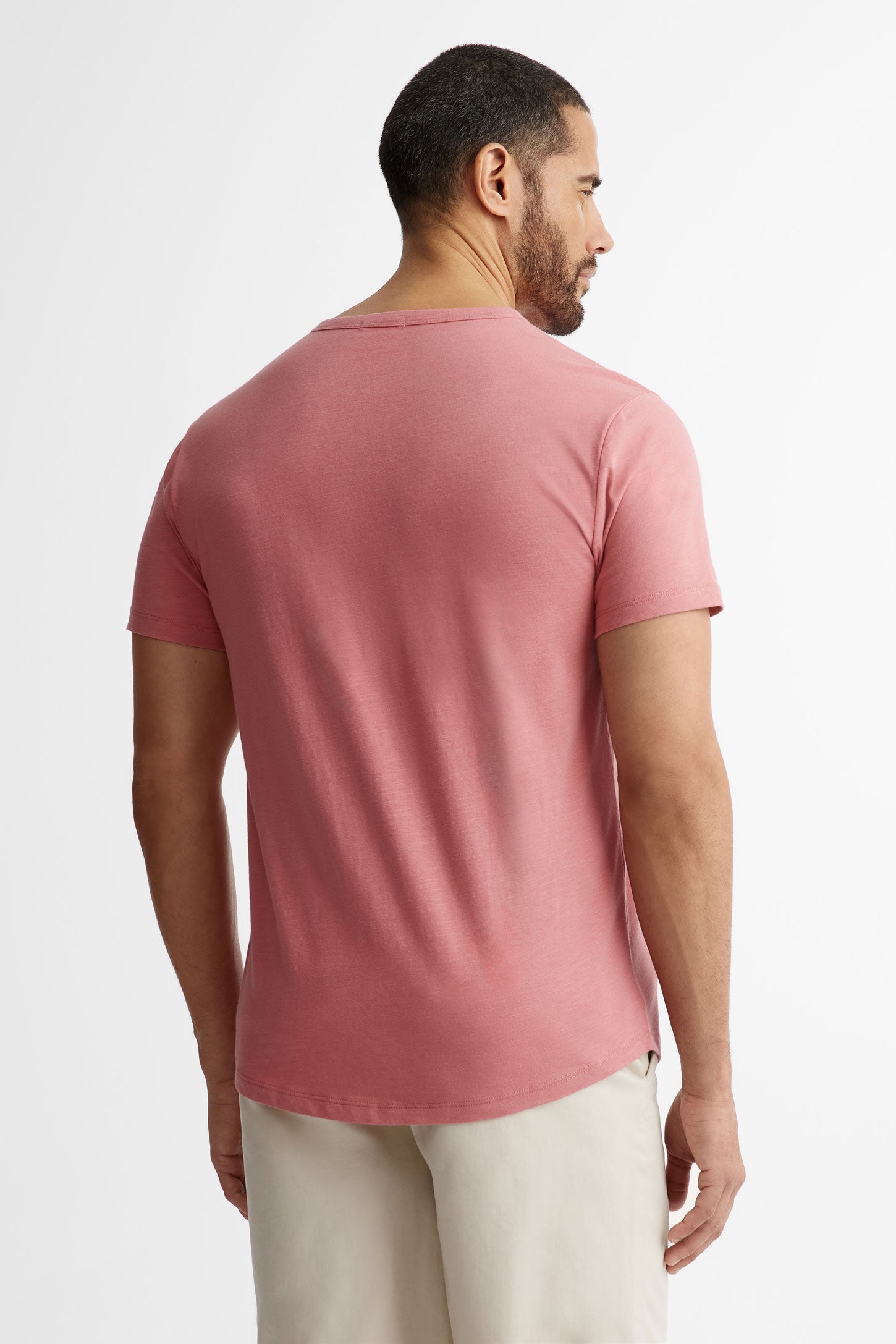 T-shirt col rond en coton - Homme && ROSE