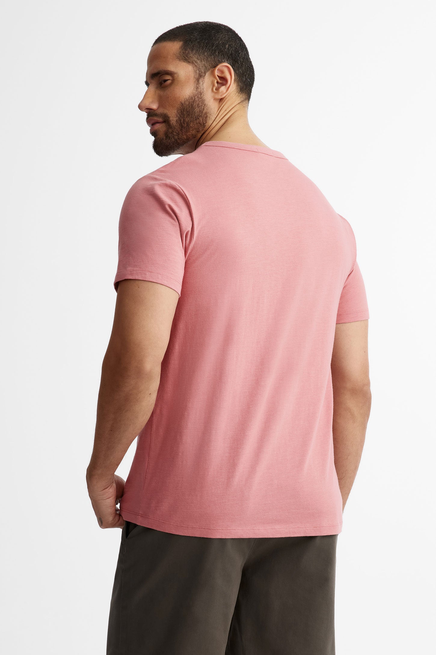 T-shirt col rond à poche en coton - Homme && ROSE