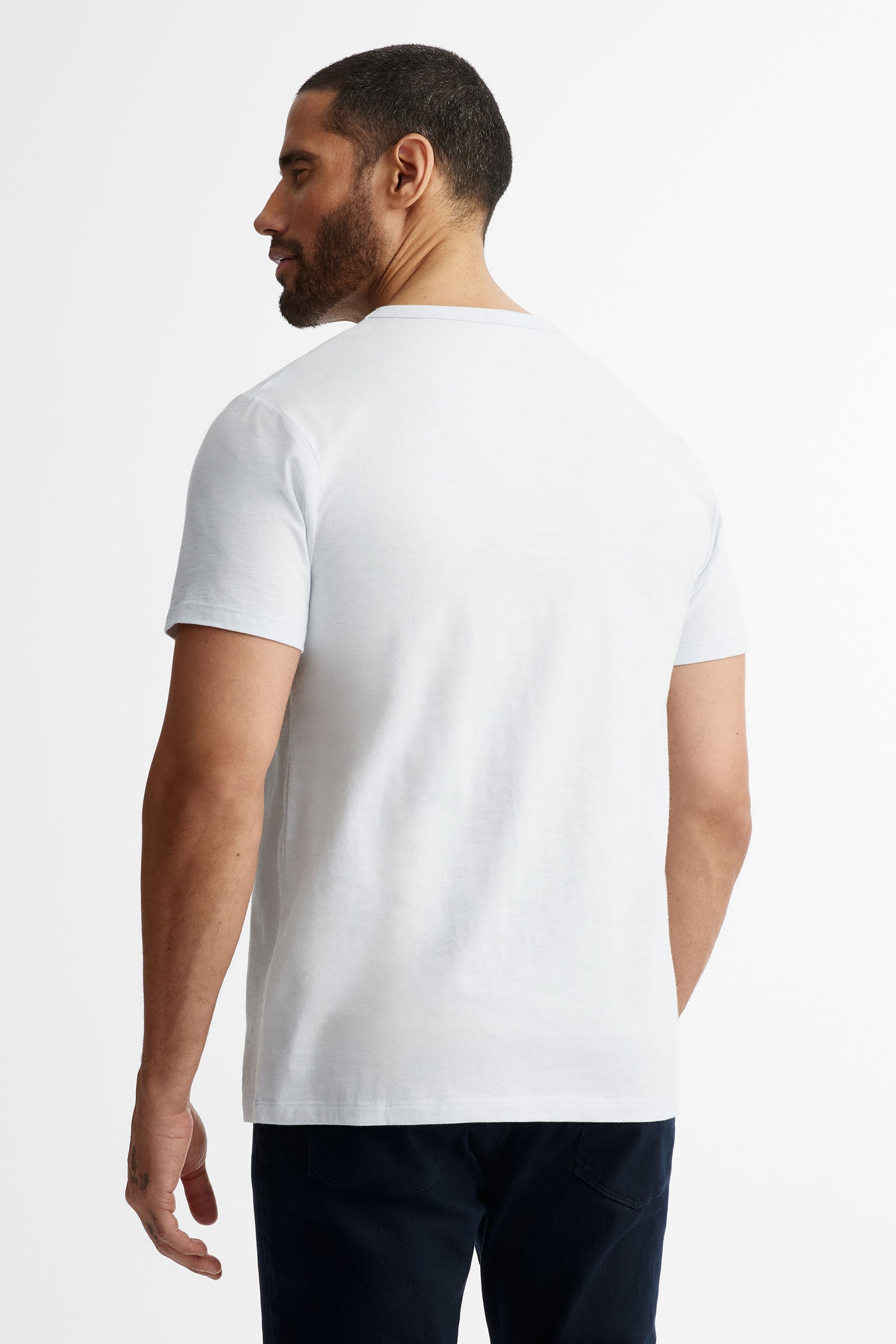 T-shirt col rond à poche en coton - Homme && BLEU