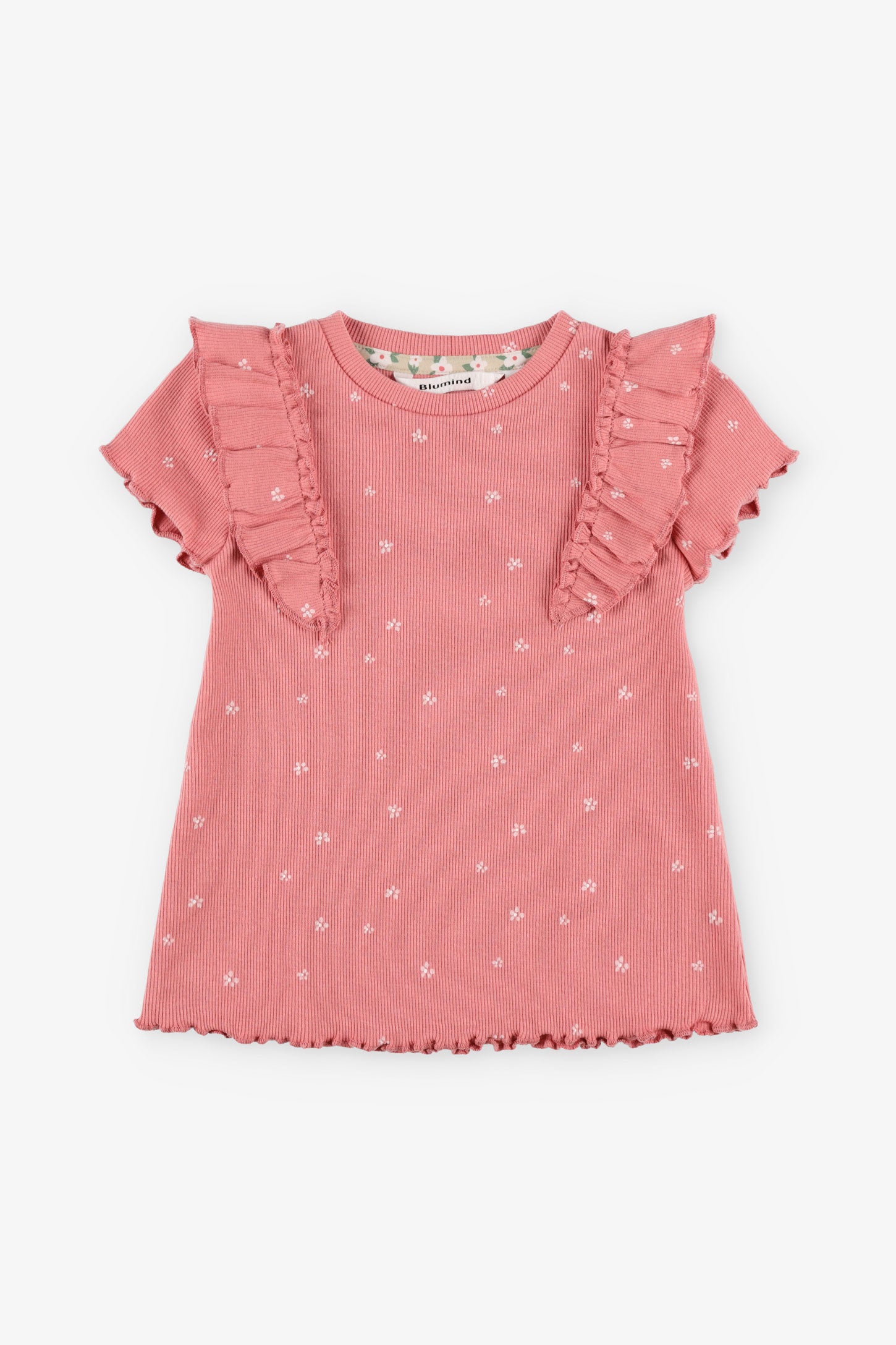 T-shirt côtelé volants aux épaules  - Bébé fille && ROSE MULTI