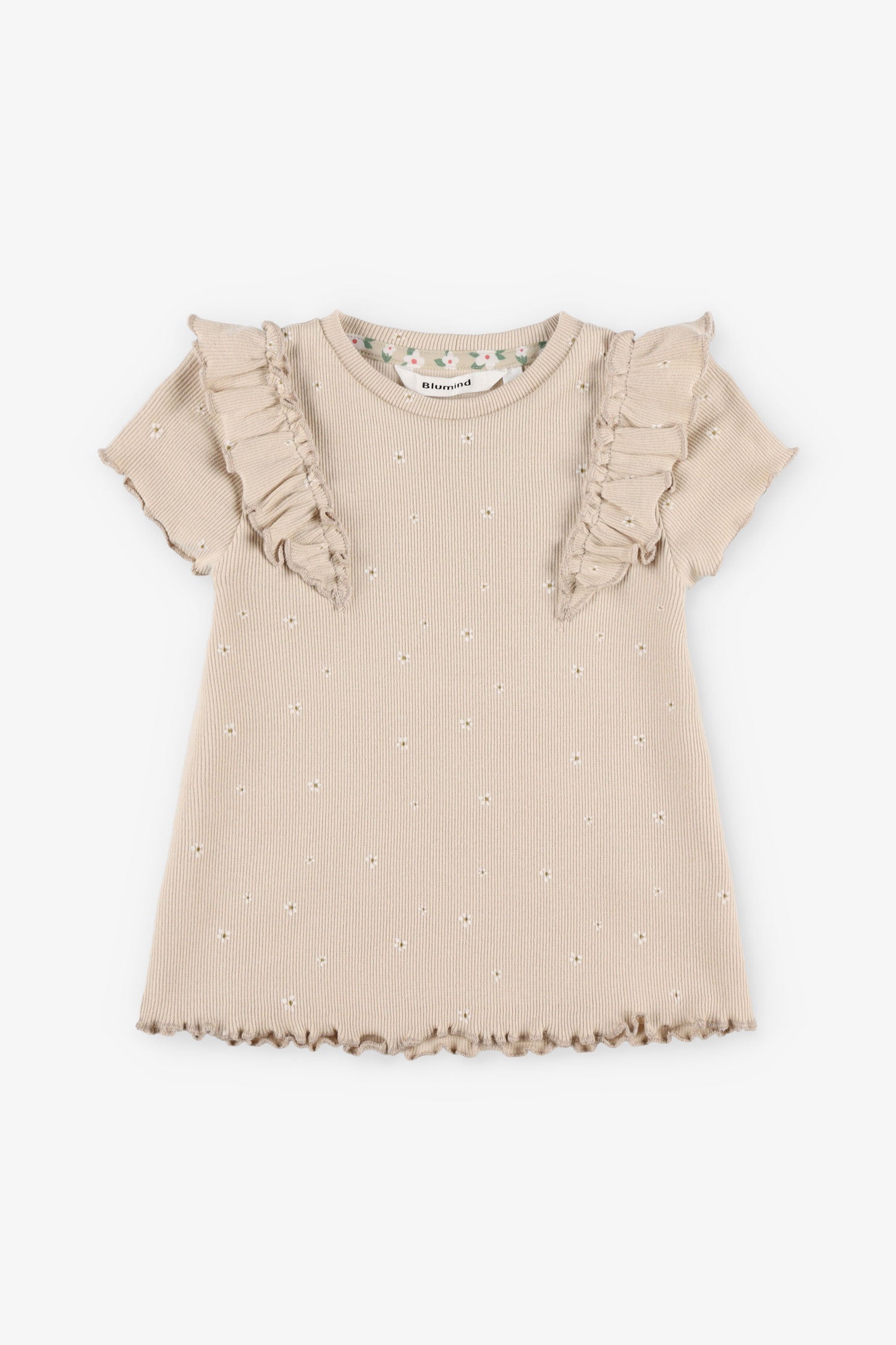 T-shirt côtelé volants aux épaules  - Bébé fille && BEIGE/MULTI