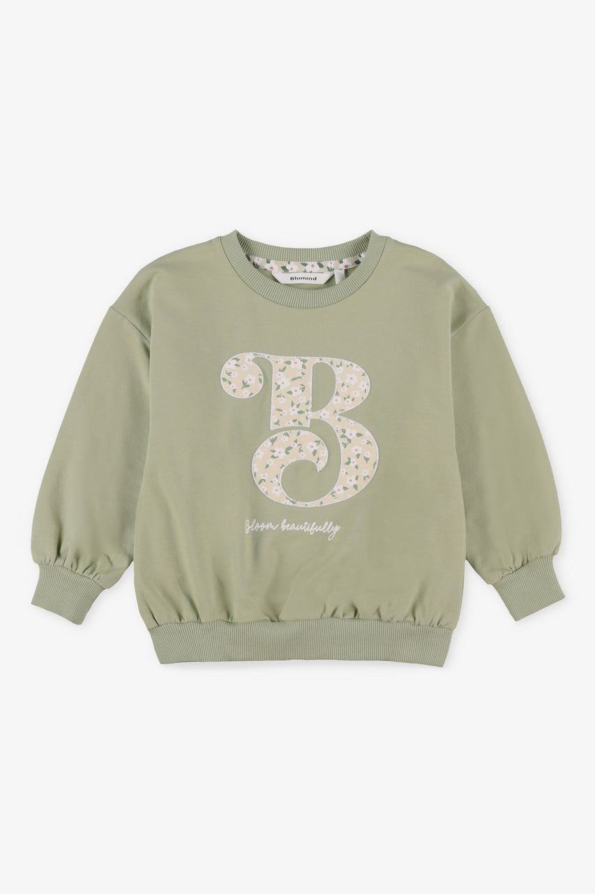 Chandail col rond coton ouaté - Bébé fille && VERT
