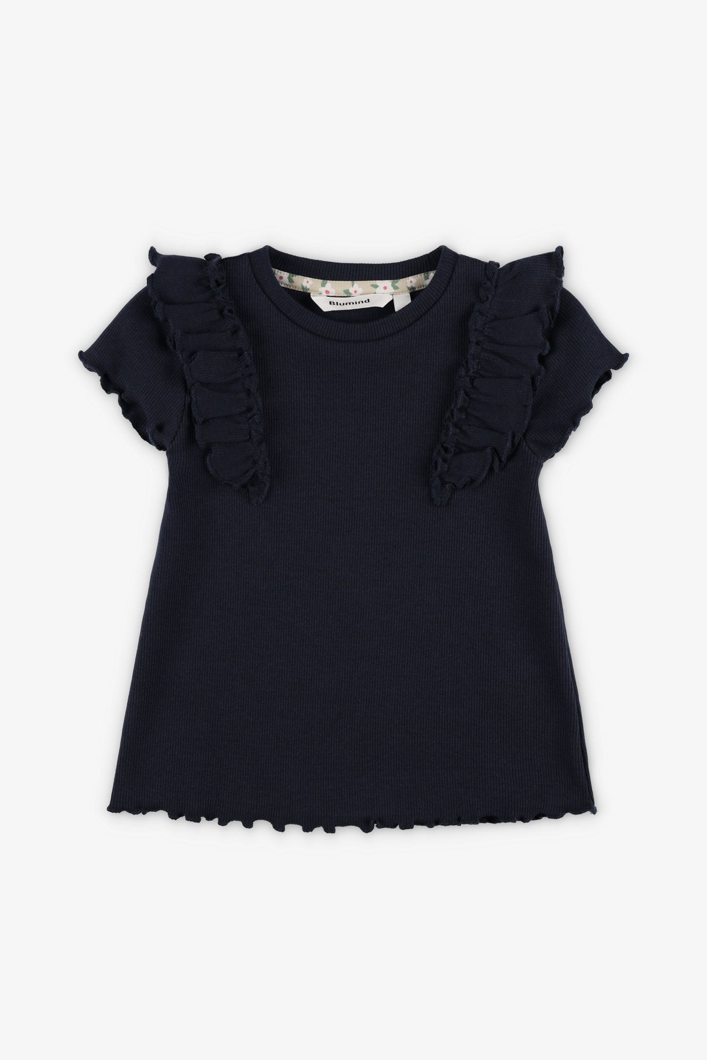 T-shirt côtelé volants aux épaules, 2T-3T  - Bébé fille && MARIN