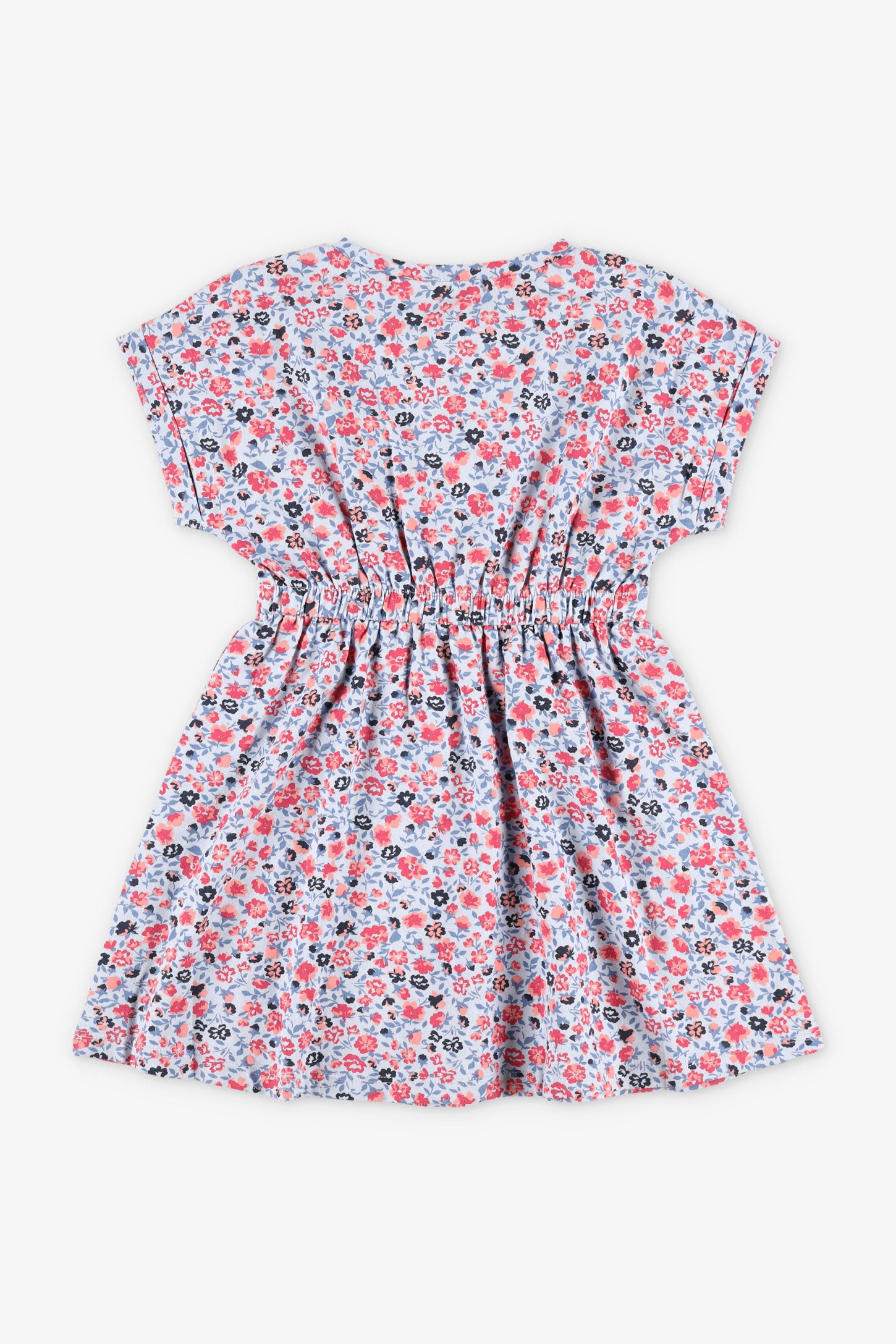 Robe manches courtes à volants coton, 2T-3T - Bébé fille && BLEU MULTI