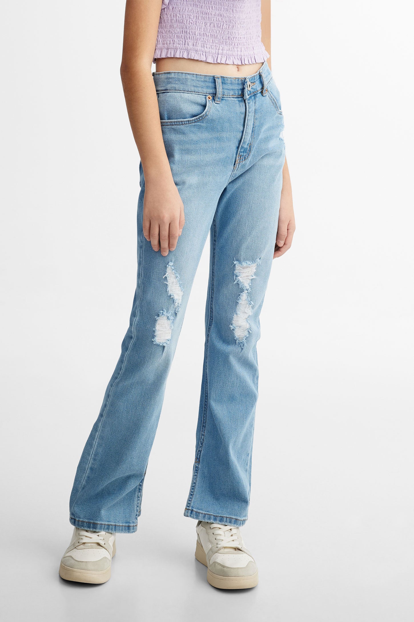 Jeans jambe évasée - Ado fille && BLEU