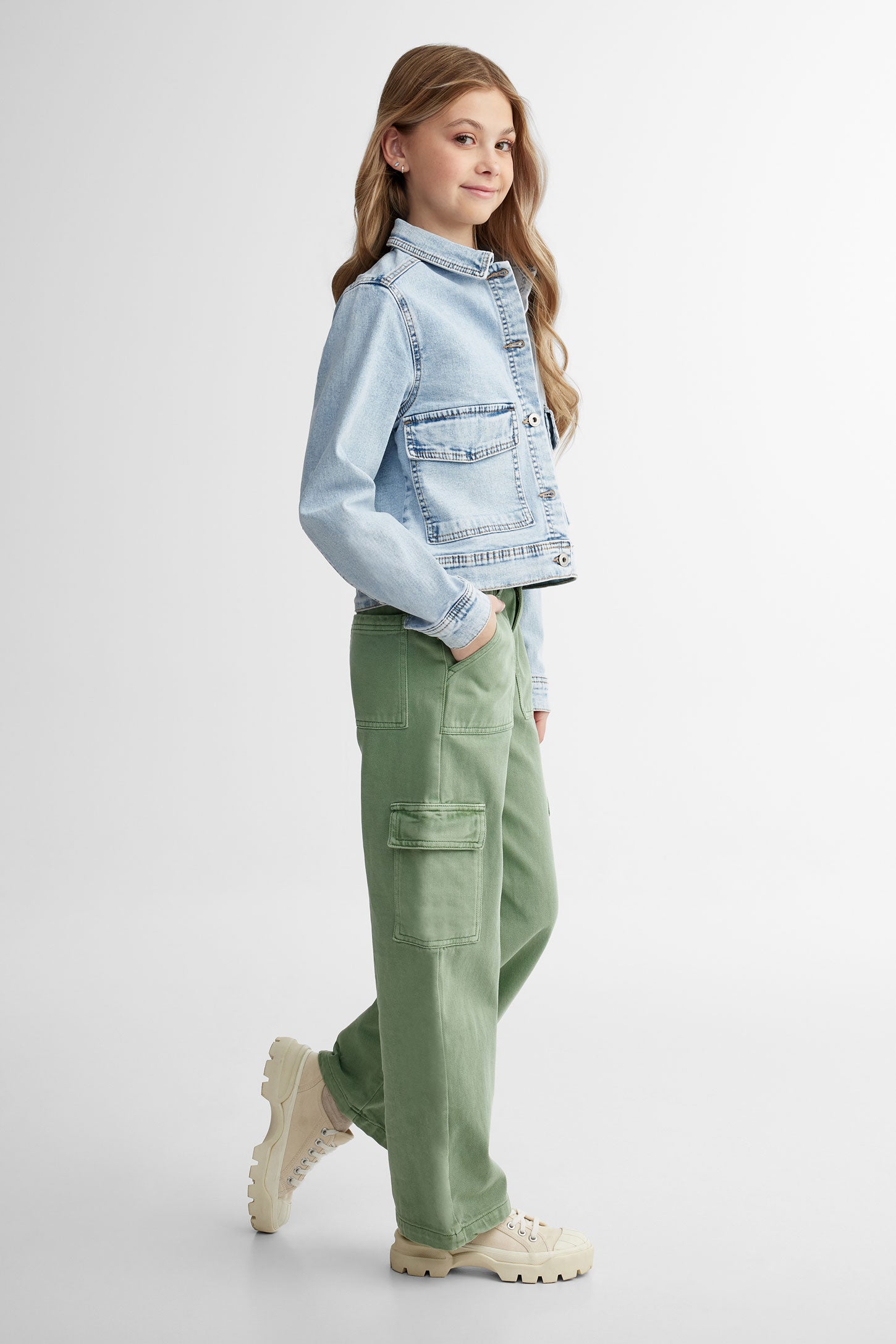 Veste en jeans coupe ample - Ado fille && BLEU PALE