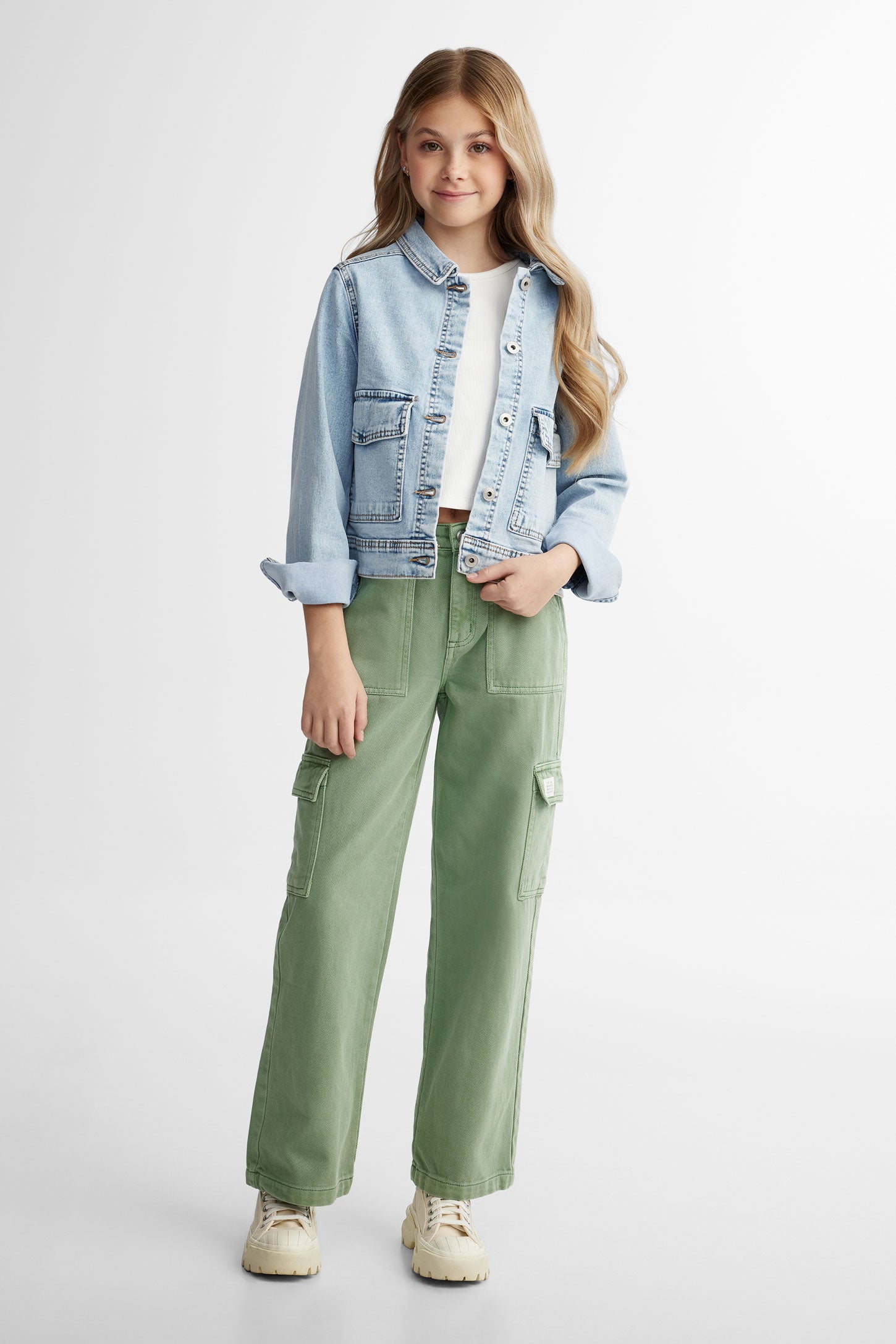 Veste en jeans coupe ample - Ado fille && BLEU PALE