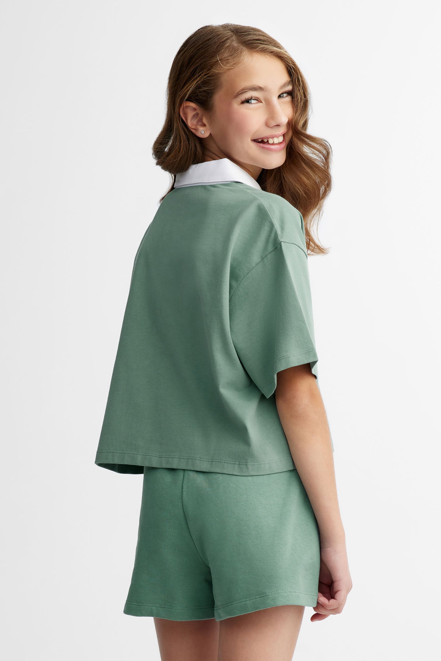 Polo manches courtes coupe ample en coton - Ado fille && MENTHE