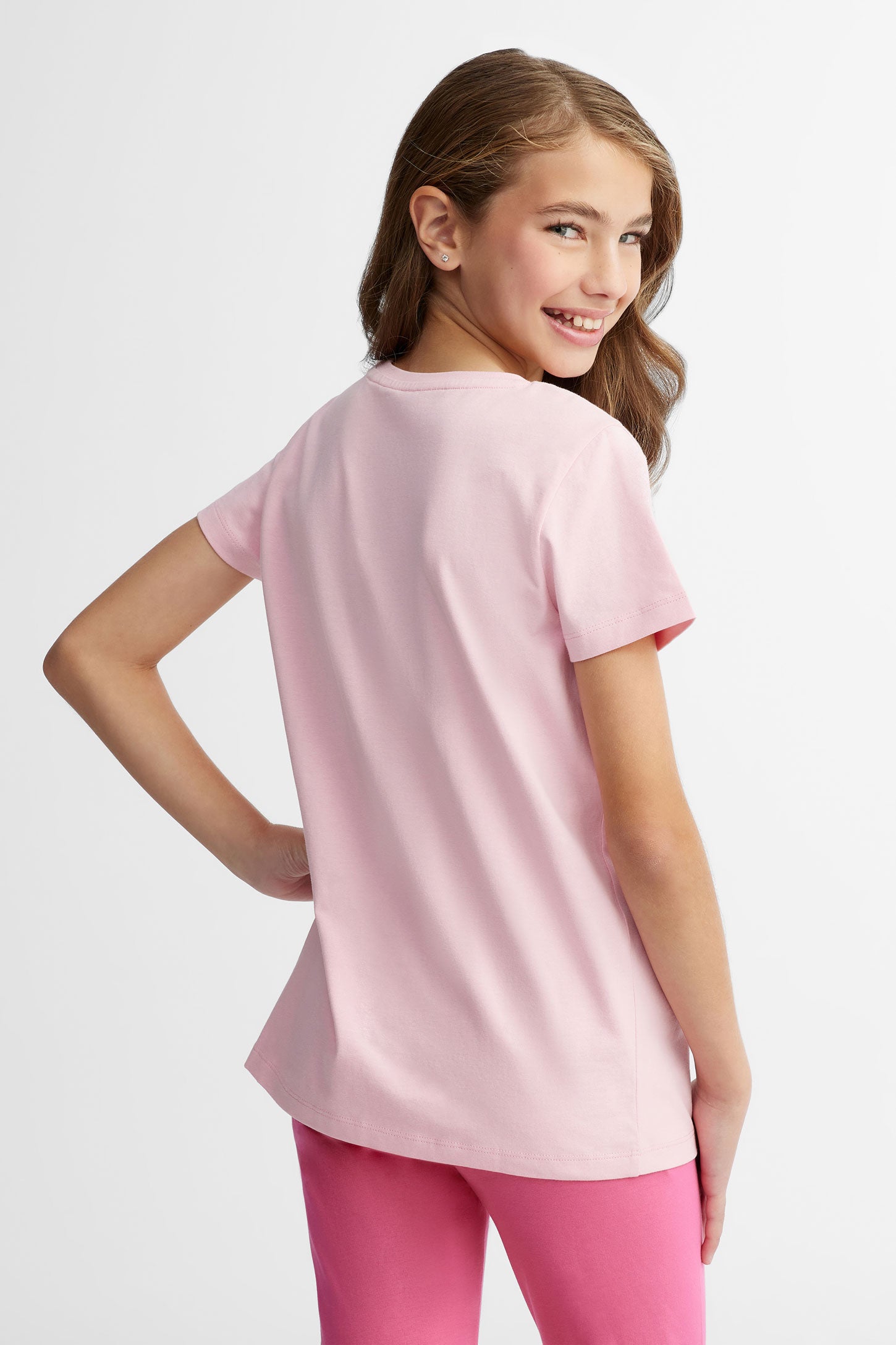 Duos futés, T-shirt imprimé coton, 2/25$ - Ado fille && ROSE PALE