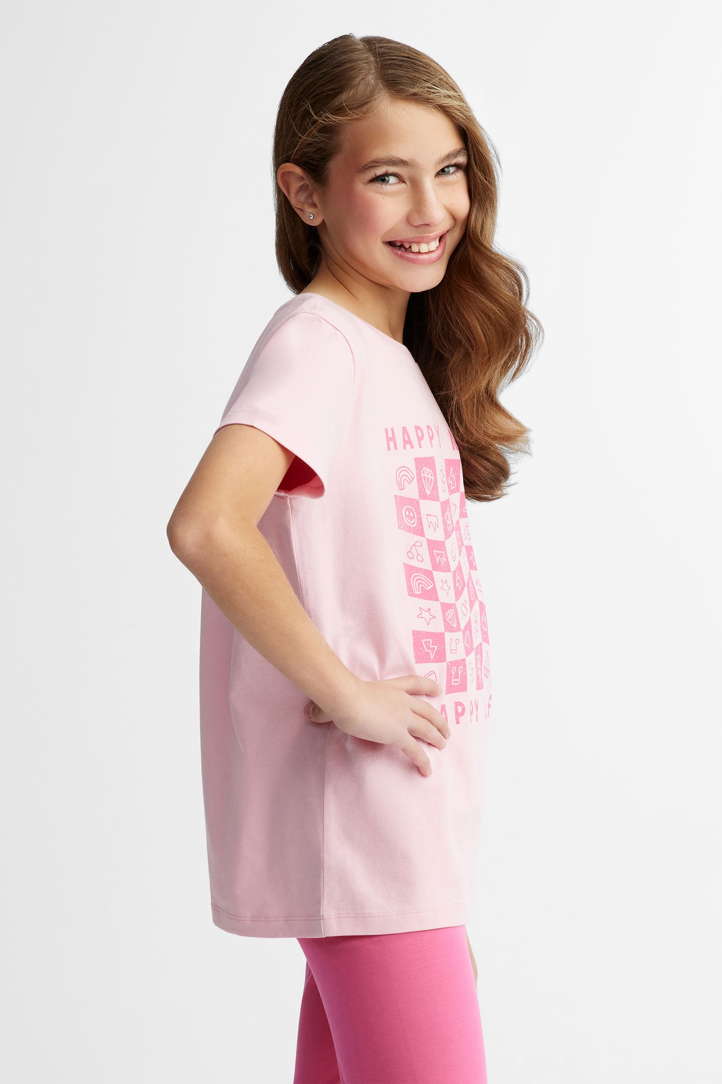 Duos futés, T-shirt imprimé coton, 2/25$ - Ado fille && ROSE PALE