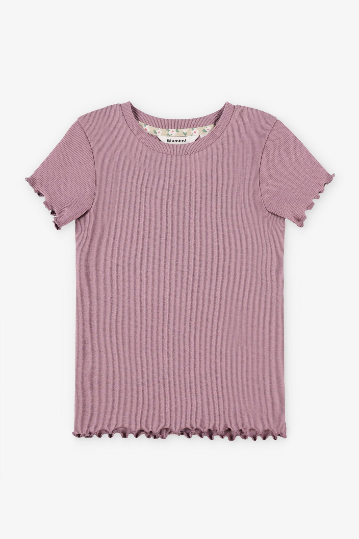 T-shirt côtelé finitions laitue - Enfant fille && MAUVE