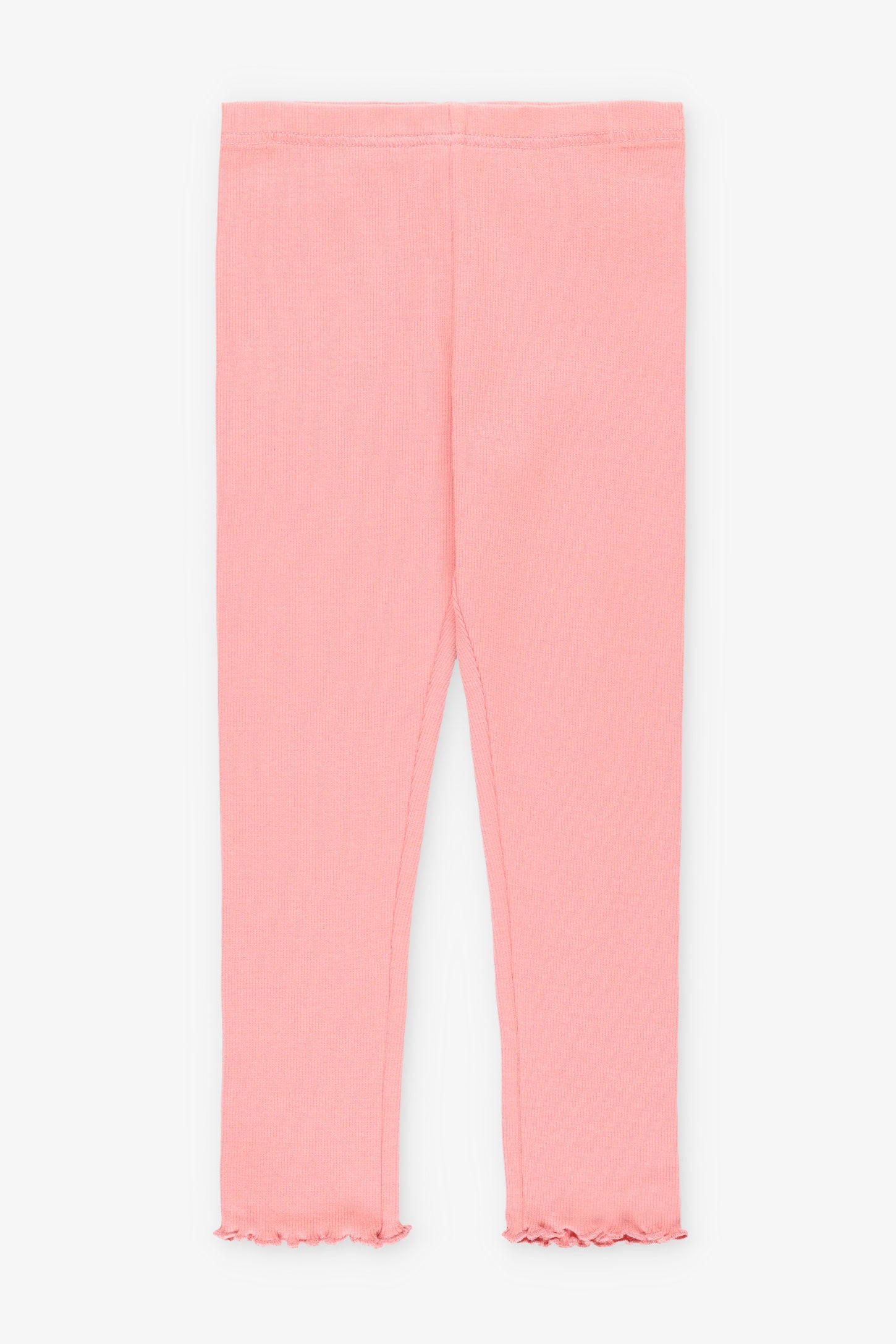 Legging côtelé finitions laitue - Enfant fille && ROSE