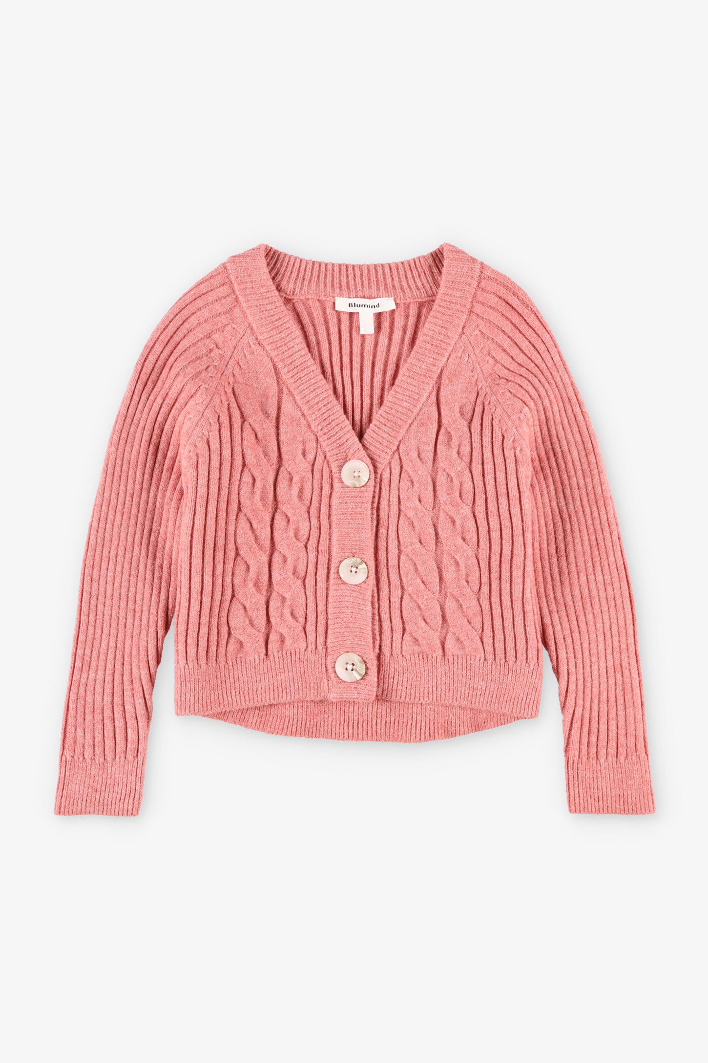 Cardigan tricot câble - Enfant fille && ROSE