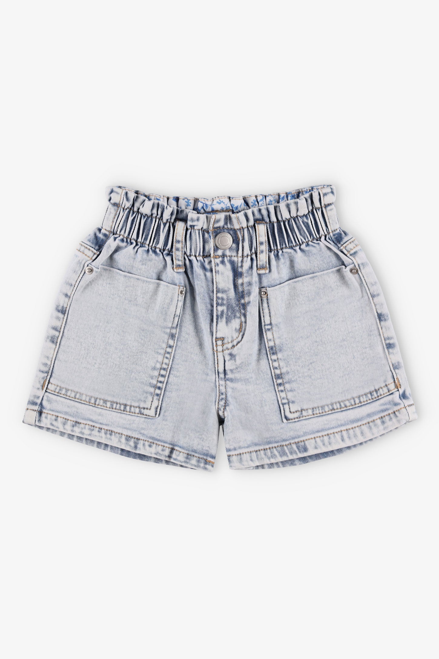 Short ''Paperbag'' en jeans - Enfant fille && BLEU PALE