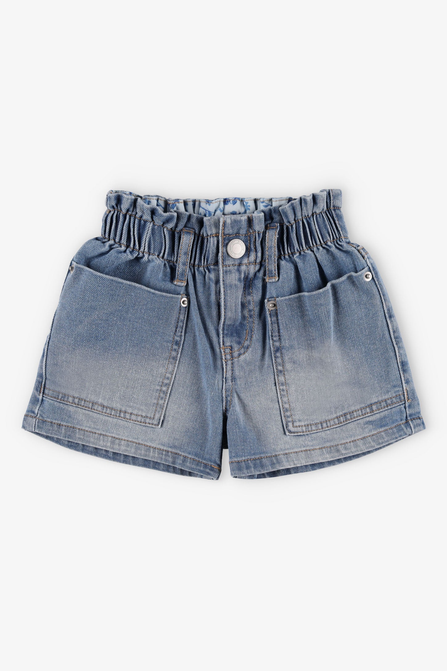 Short ''Paperbag'' en jeans - Enfant fille && BLEU