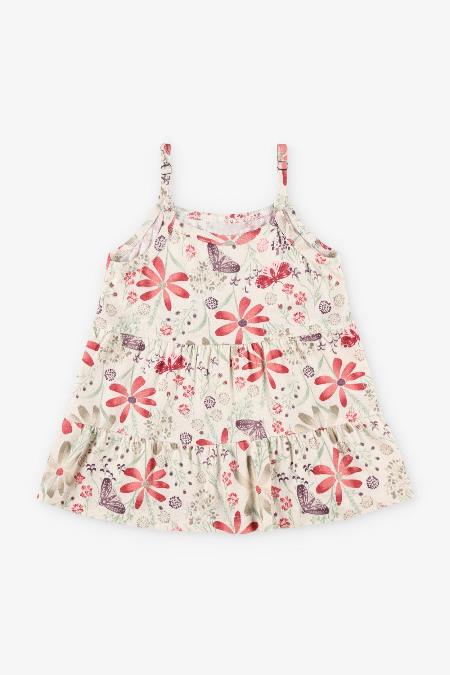 Camisole à bretelles volants étagés - Enfant fille && IVOIRE/MULTI