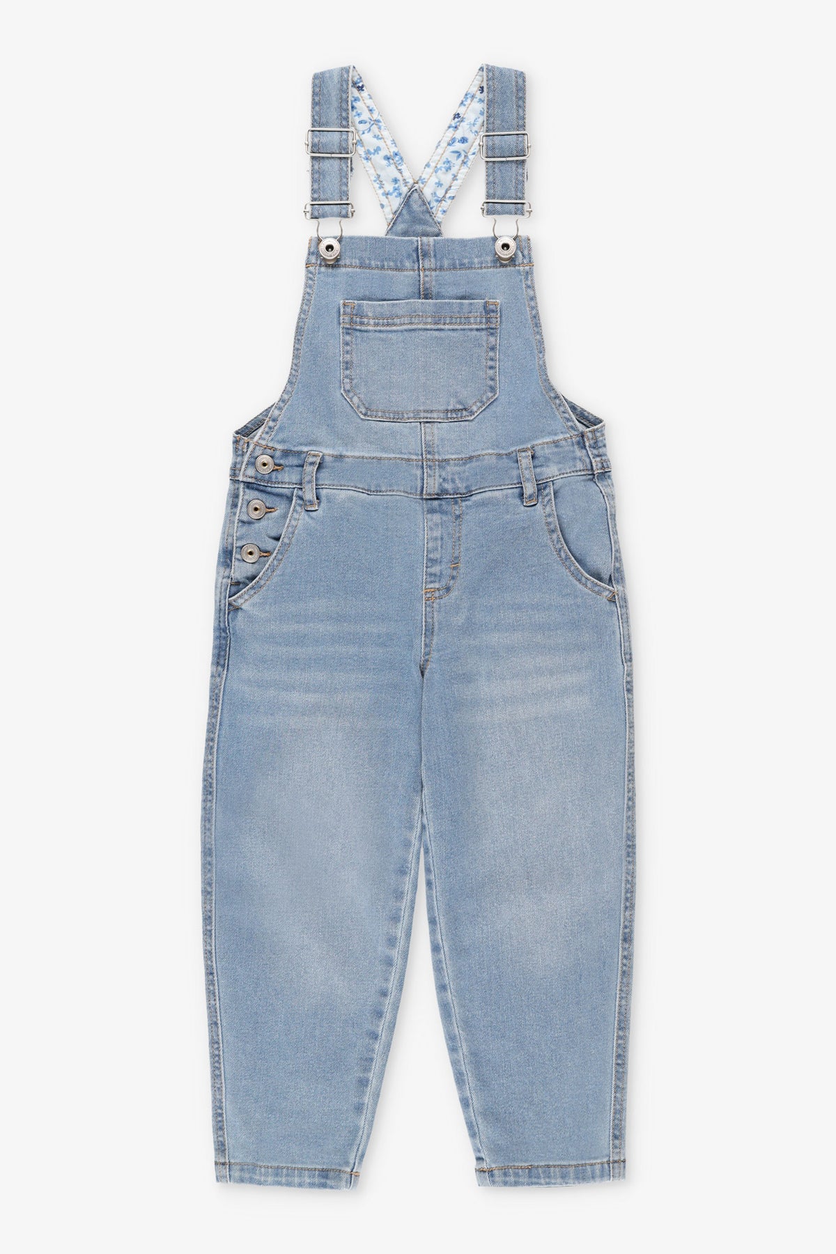 VERTBAUDET Salopette En Jean Fille - Style Seventies Loose Avec Poches Et Bretelles Réglables