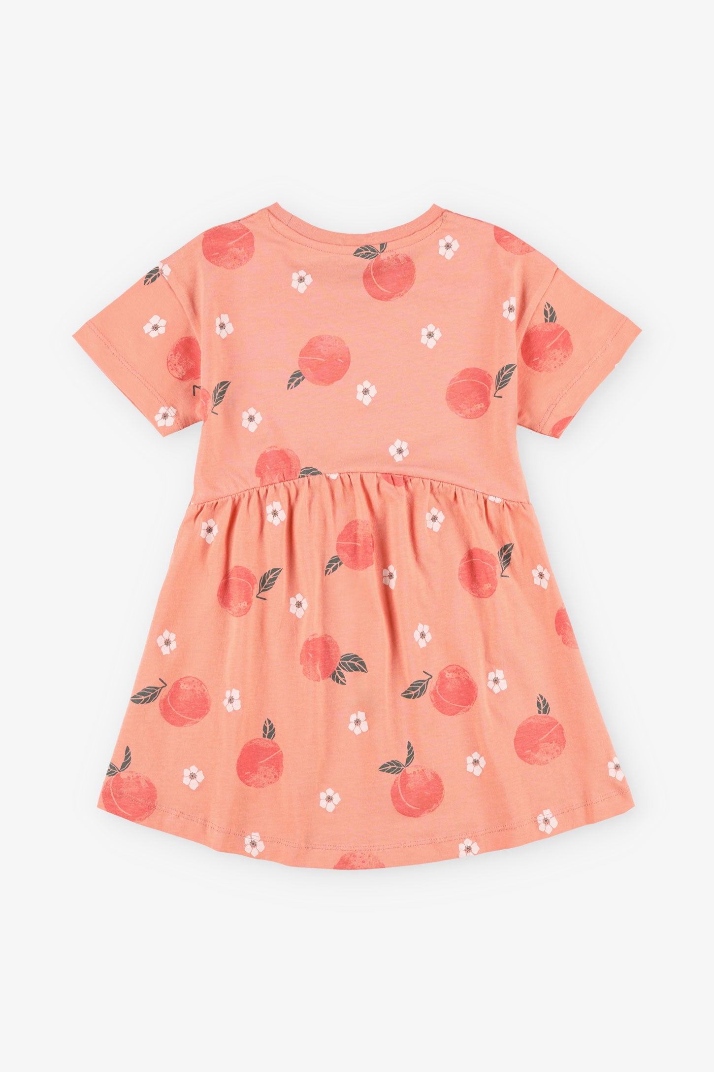 Robe manches courtes à volants coton - Enfant fille && ORANGE MULTI