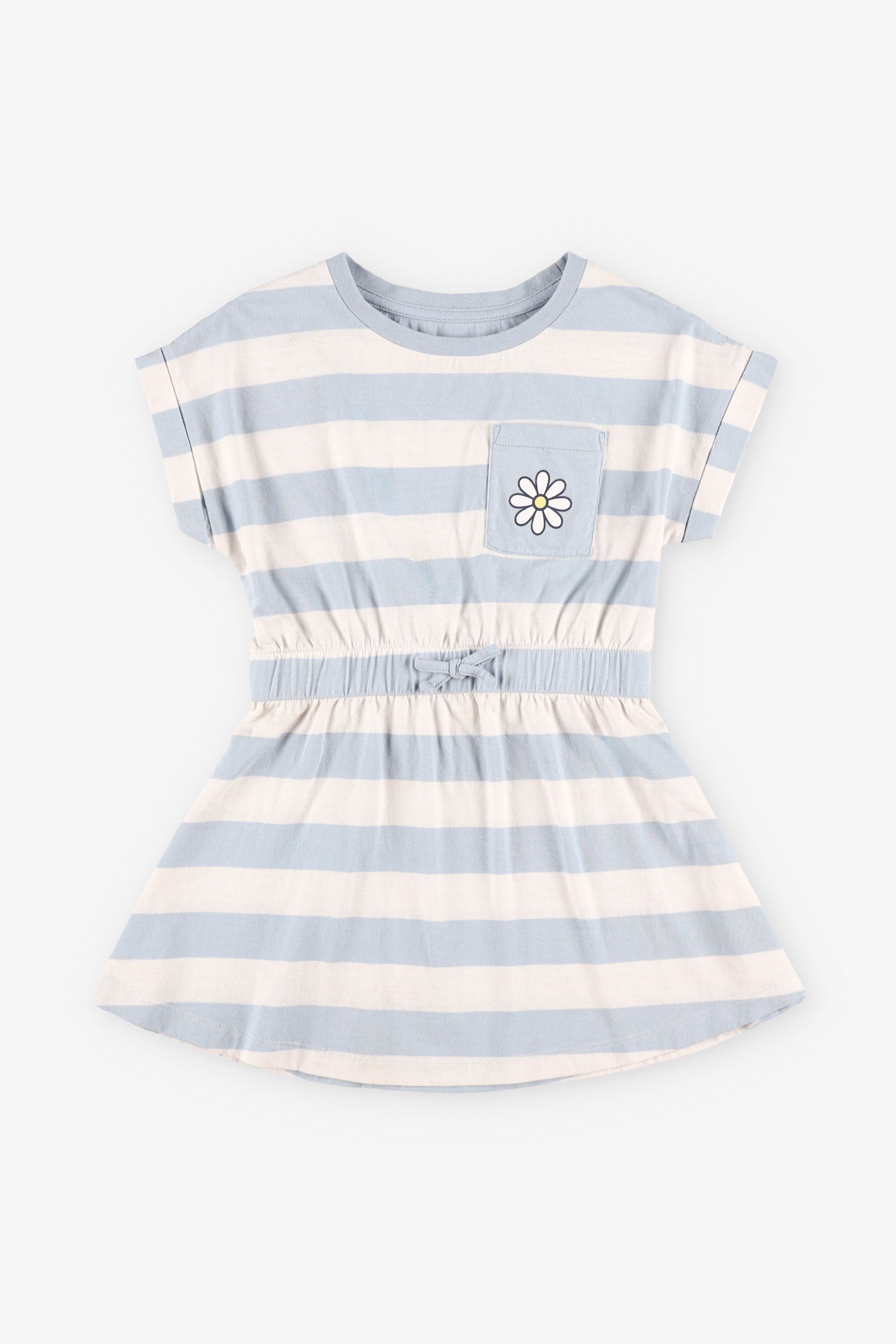 Robe manches courtes à volants coton - Enfant fille && BLEU MULTI