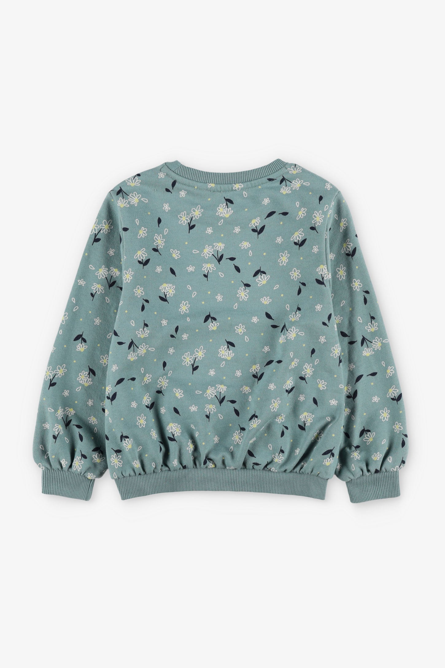 Chandail col rond coton ouaté - Enfant fille && MENTHE/MULTI