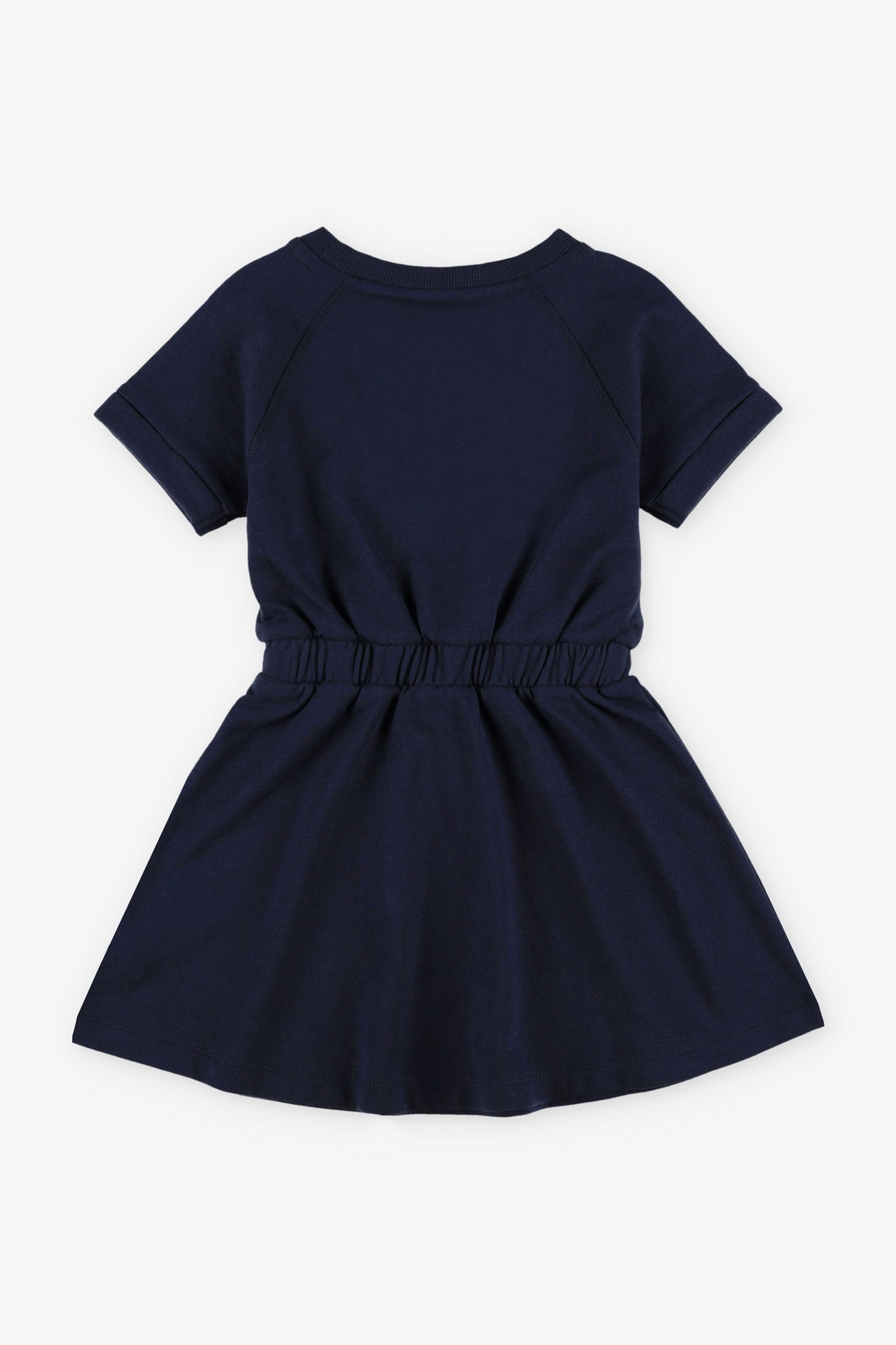 Robe manches courtes à volants coton - Enfant fille && BLEU MARINE