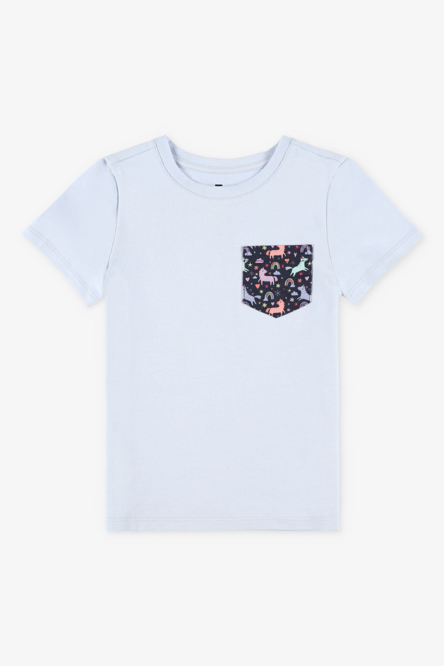 Duos futés, T-shirt à poche en coton, 2/20$ - Enfant fille && BLEU PALE