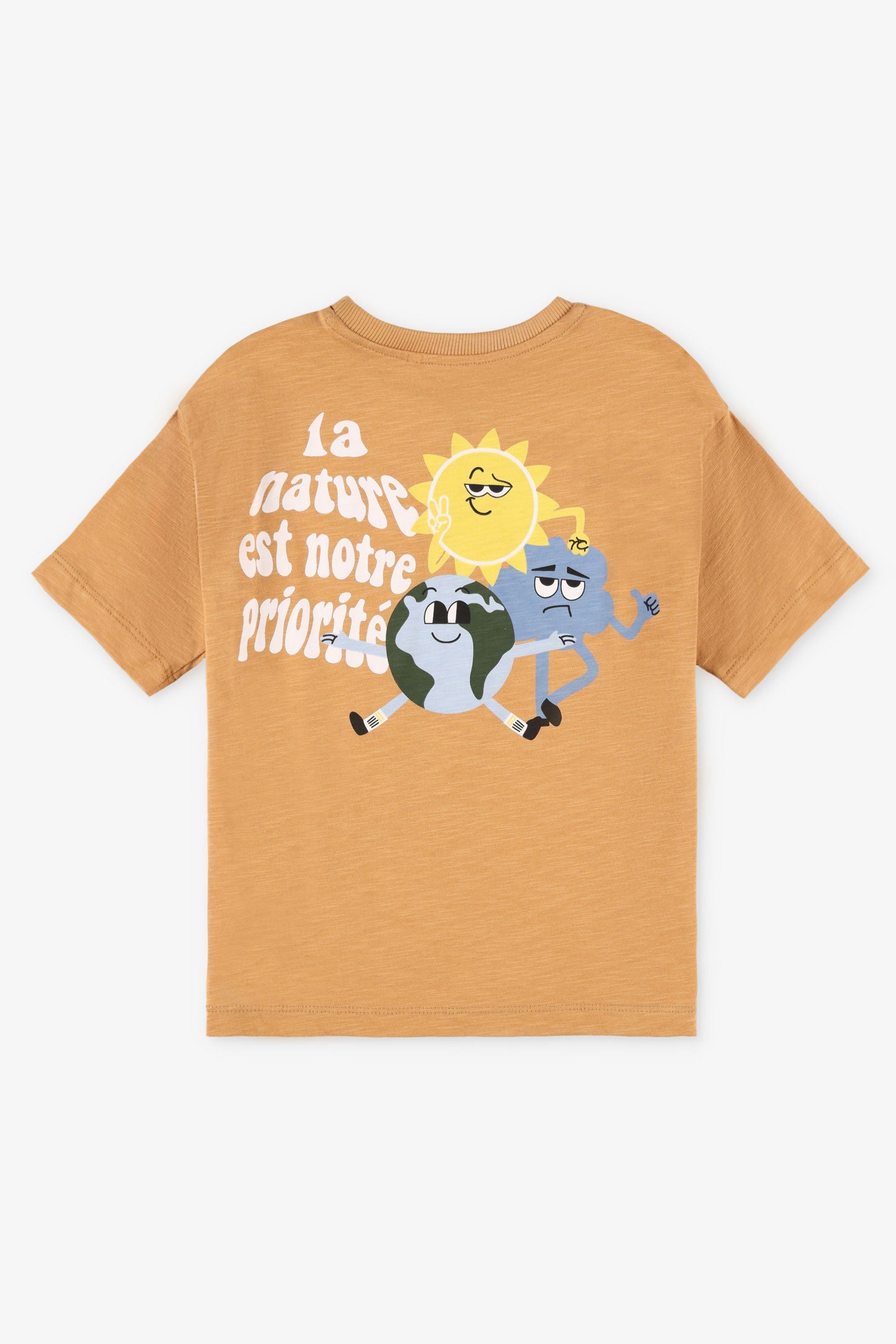 T-shirt imprimé en coton - Enfant garçon && BRUN