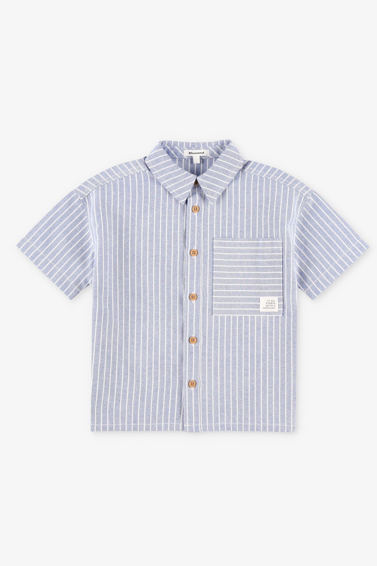 Chemise Oxford manches courtes en coton - Enfant garçon && BLEU MULTI