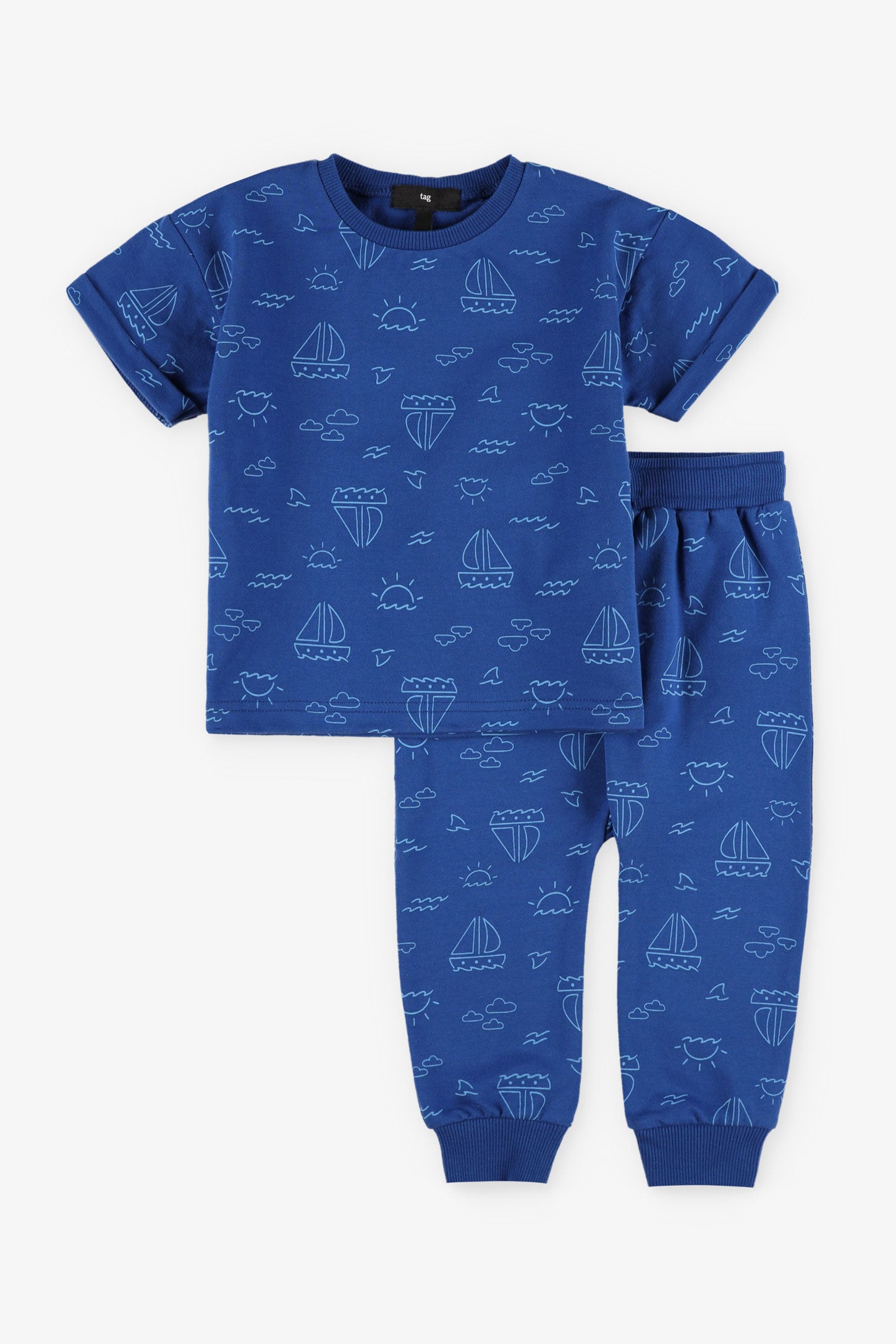 Ensemble 2-pièces t-shirt jogger ouaté, 2T-3T - Bébé garçon && BLEU