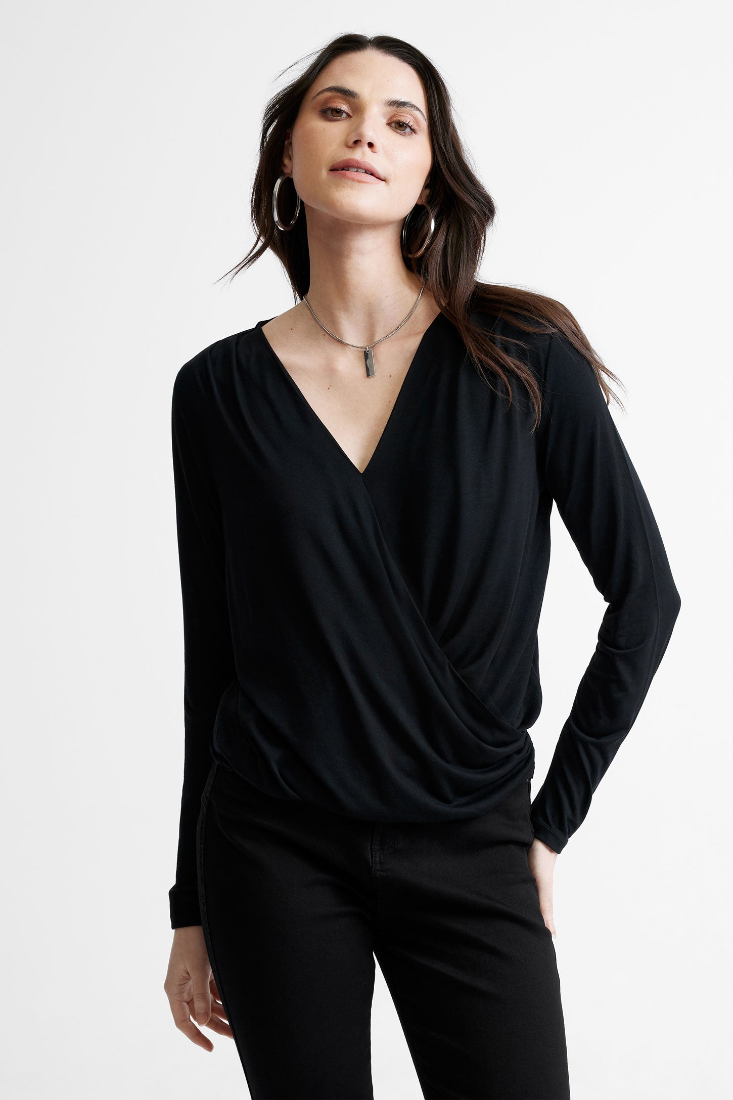 Modal draped wrap sweater Women