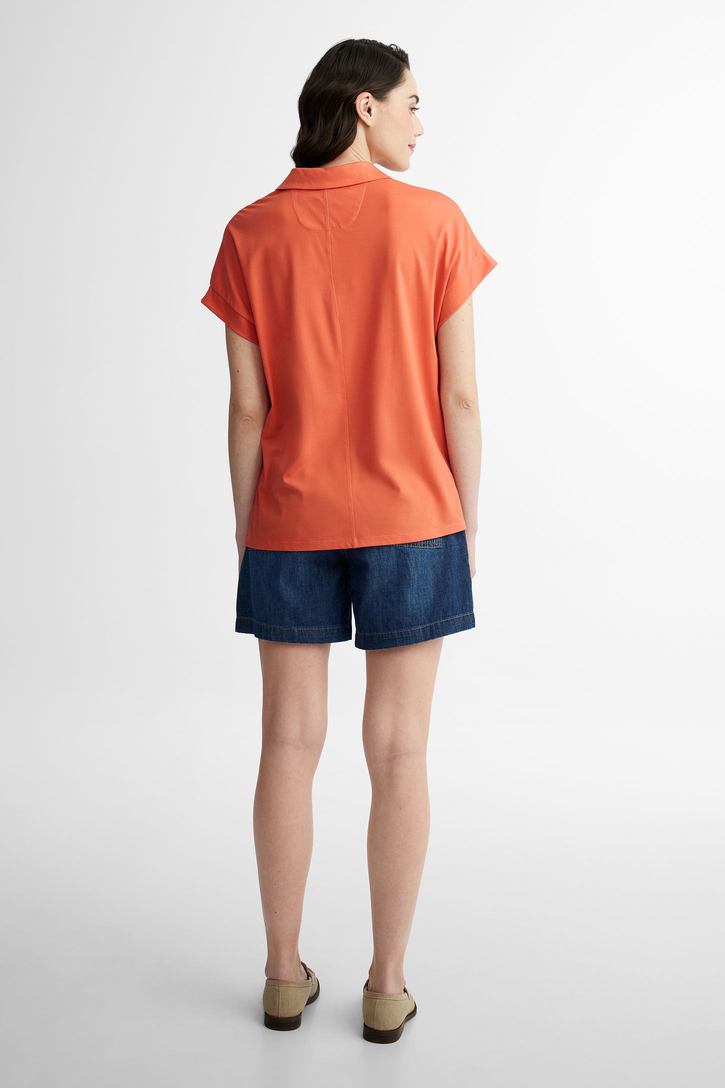 T-shirt col à revers - Femme && ORANGE