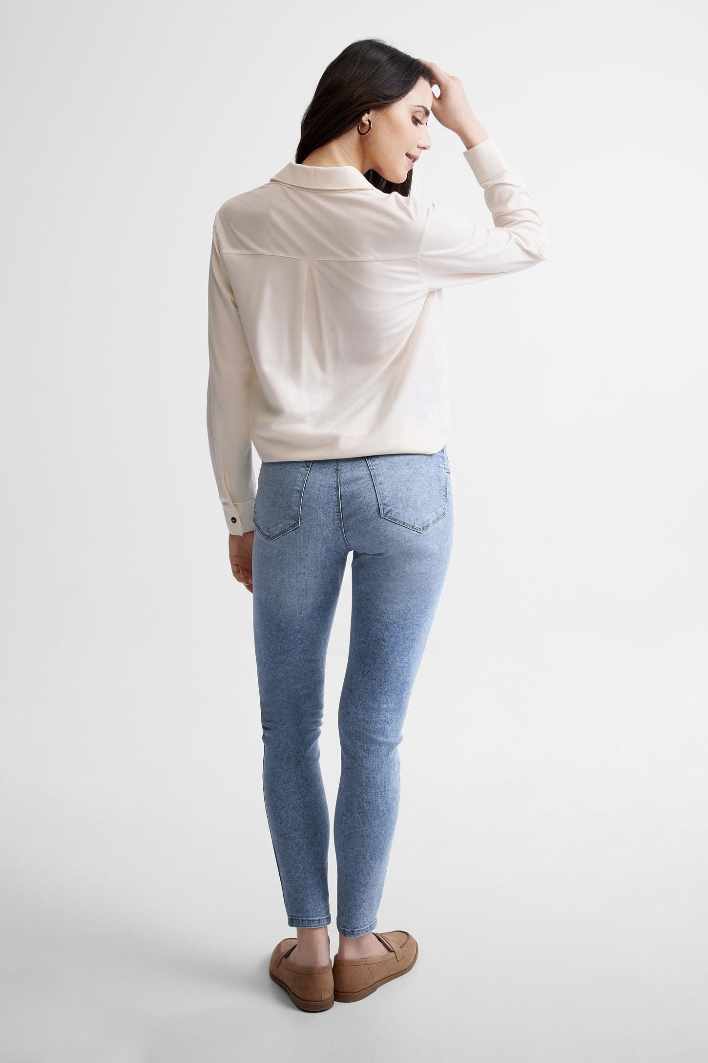 Chemiser manches longues à languette - Femme && IVOIRE