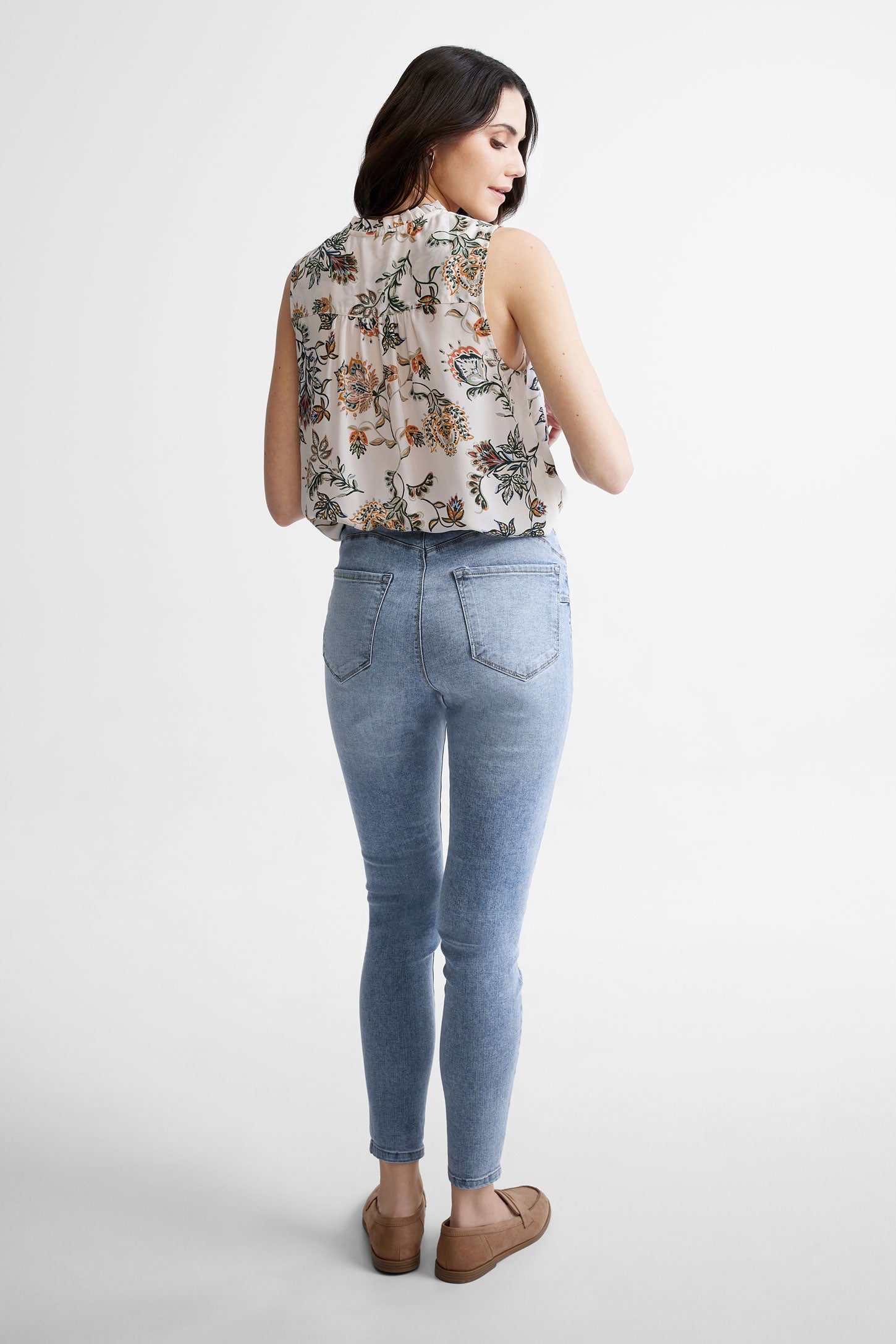 Chemisier sans manches imprimé floral - Femme && IVOIRE/MULTI