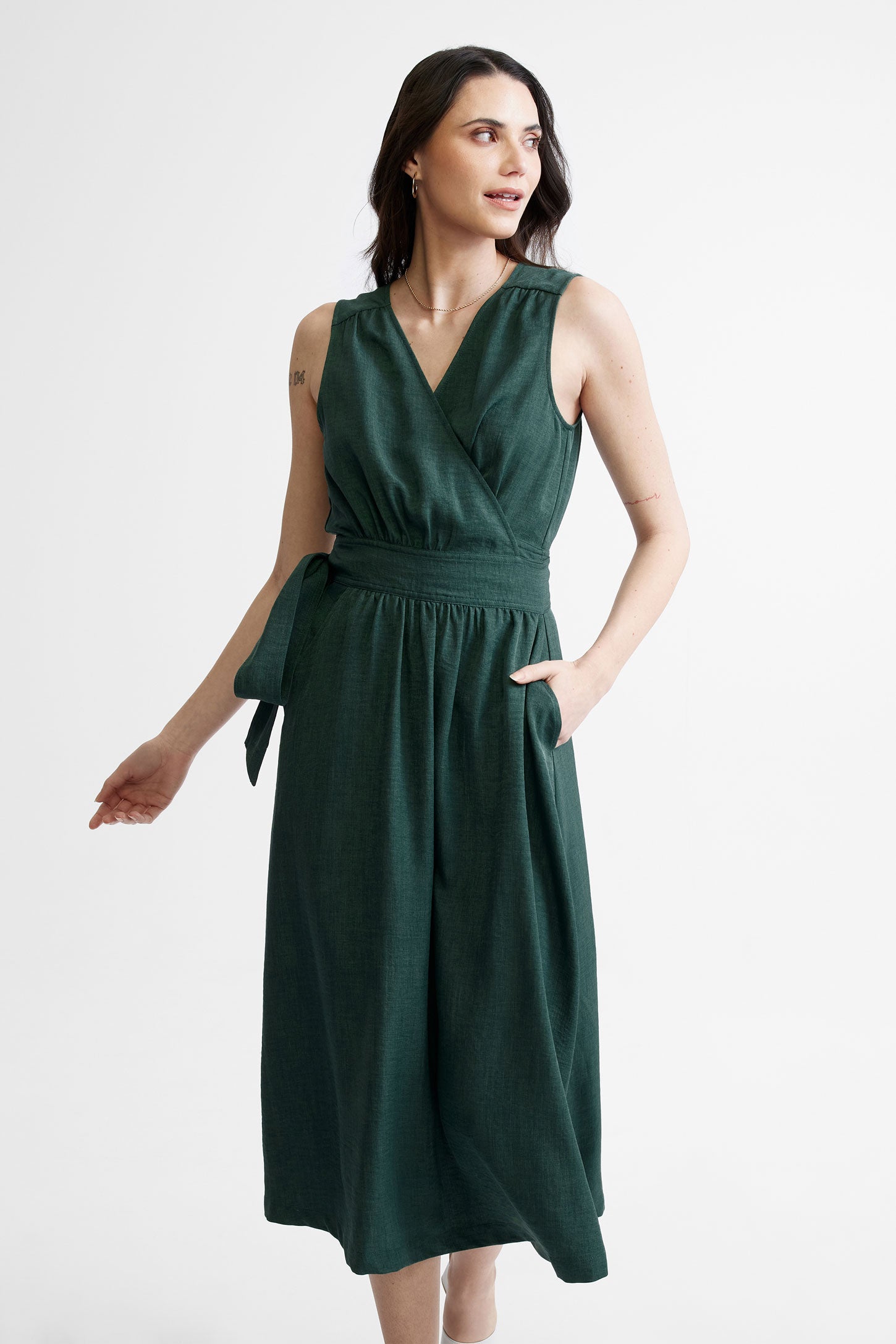 Robe longue cache-cœur - Femme && VERT