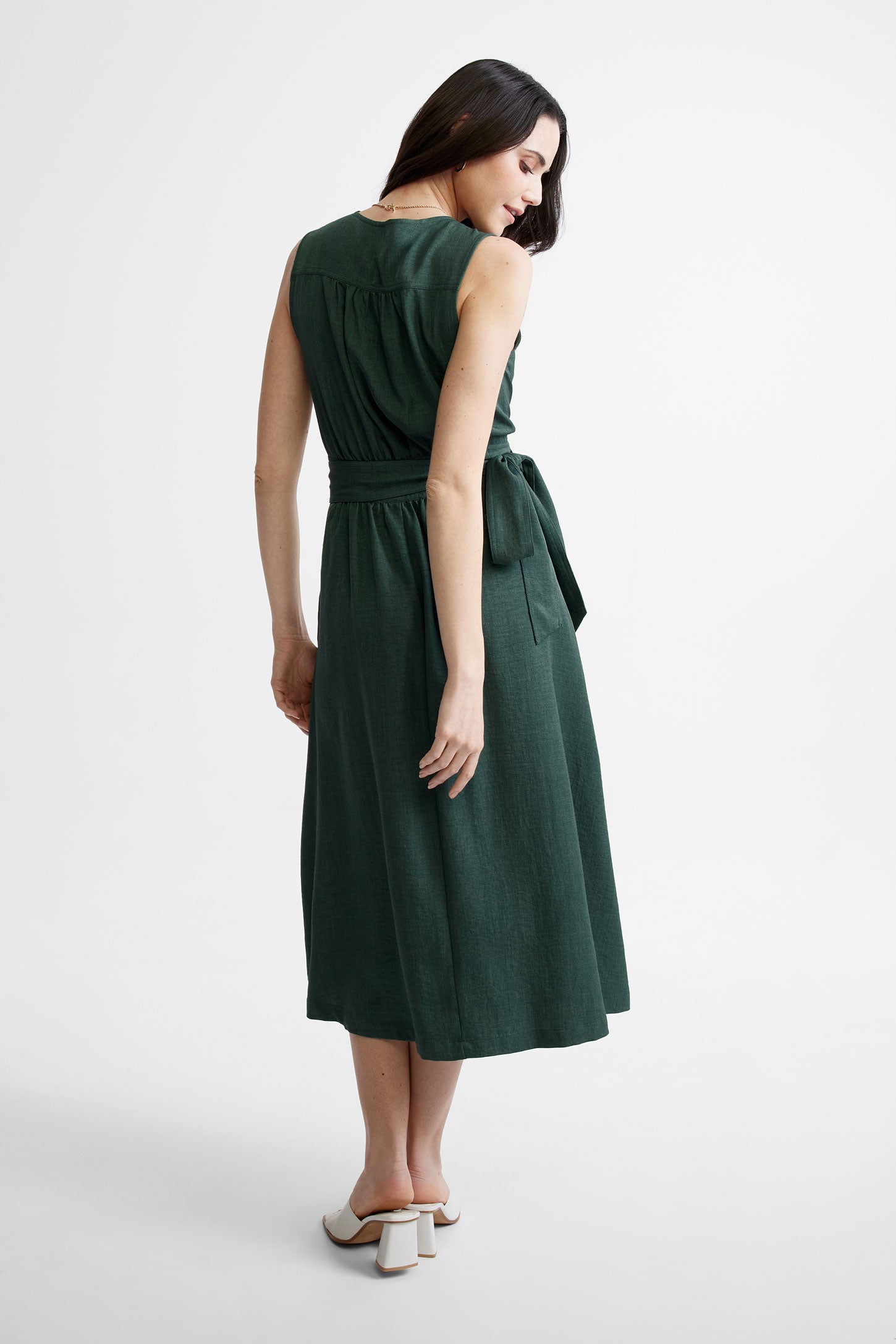Robe longue cache-cœur - Femme && VERT