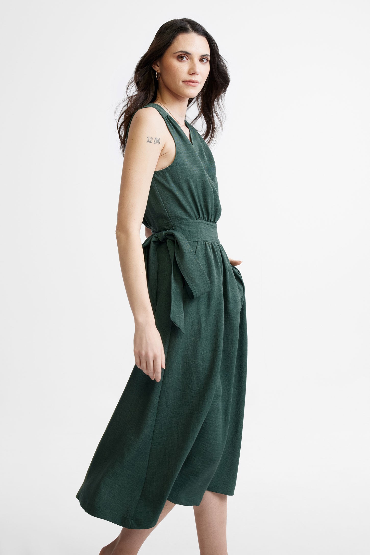 Robe longue cache-cœur - Femme && VERT