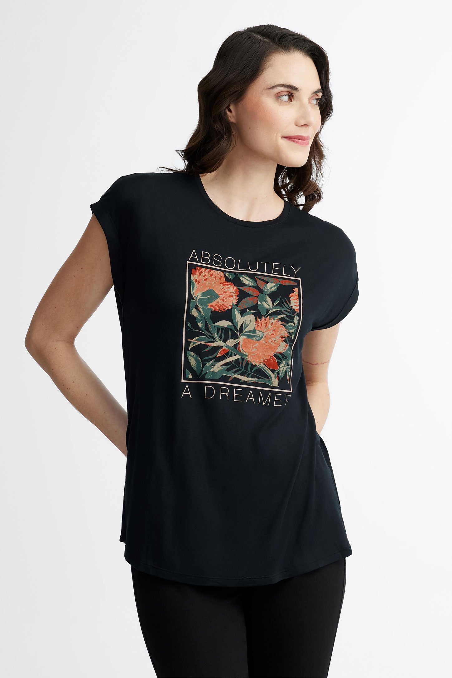 T-shirt imprimé en Modal - Femme && NOIR