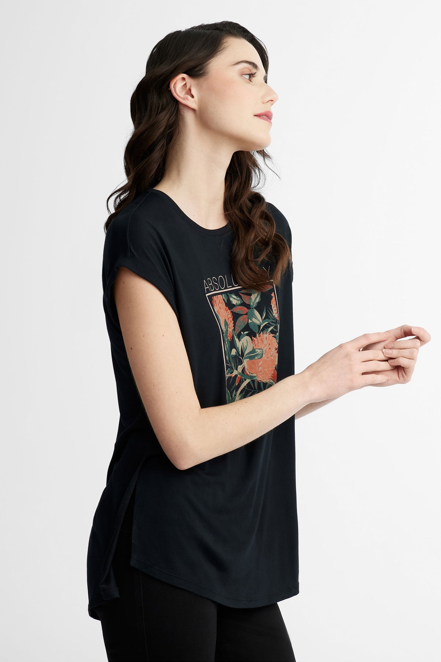 T-shirt imprimé en Modal - Femme && NOIR