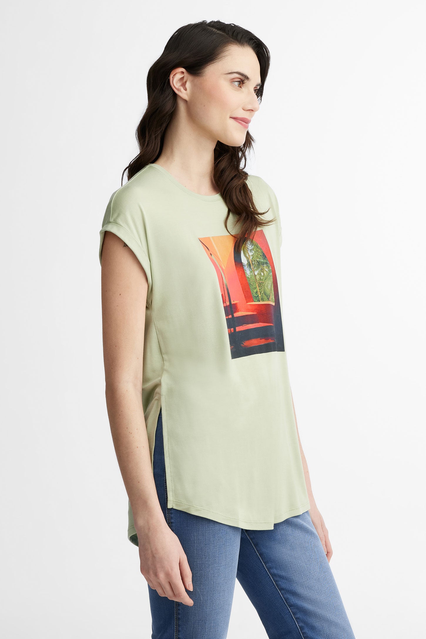 T-shirt imprimé en Modal - Femme && VERT