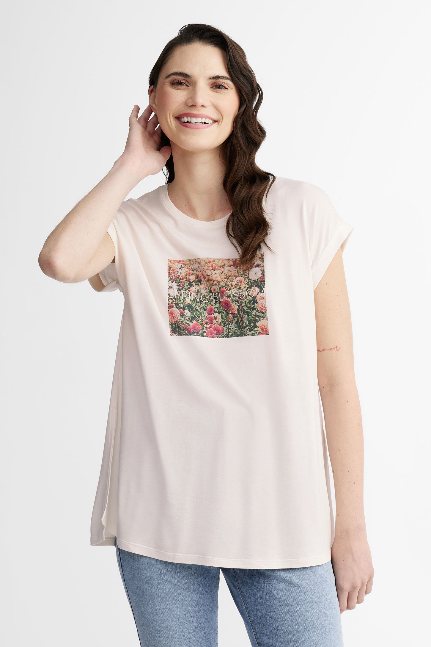 T-shirt imprimé en Modal - Femme && IVOIRE