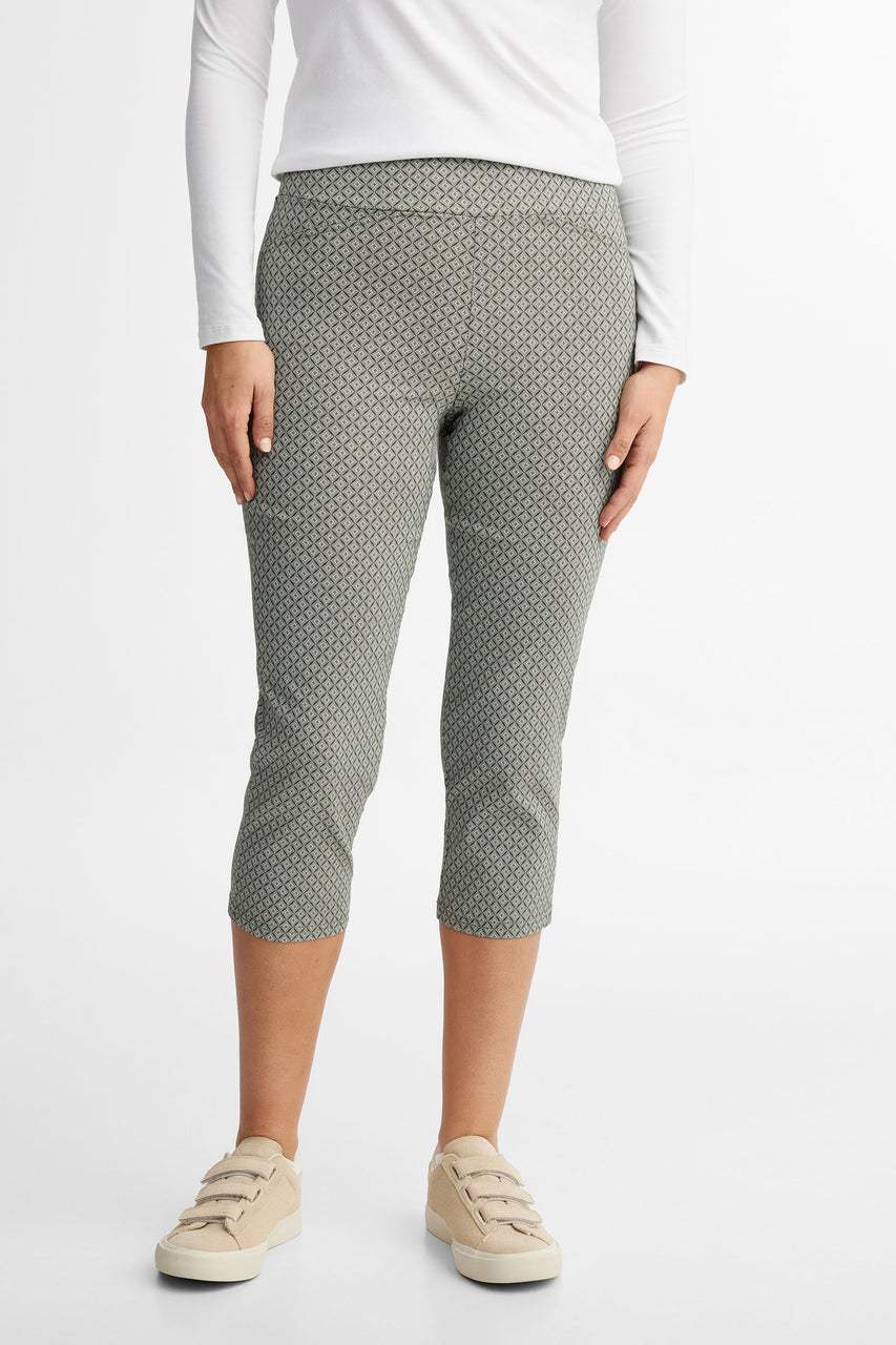 HDE Pull On Capri Pants For Women with Pockets Elastic Waist Cropped Pants  Polka Dot - L 