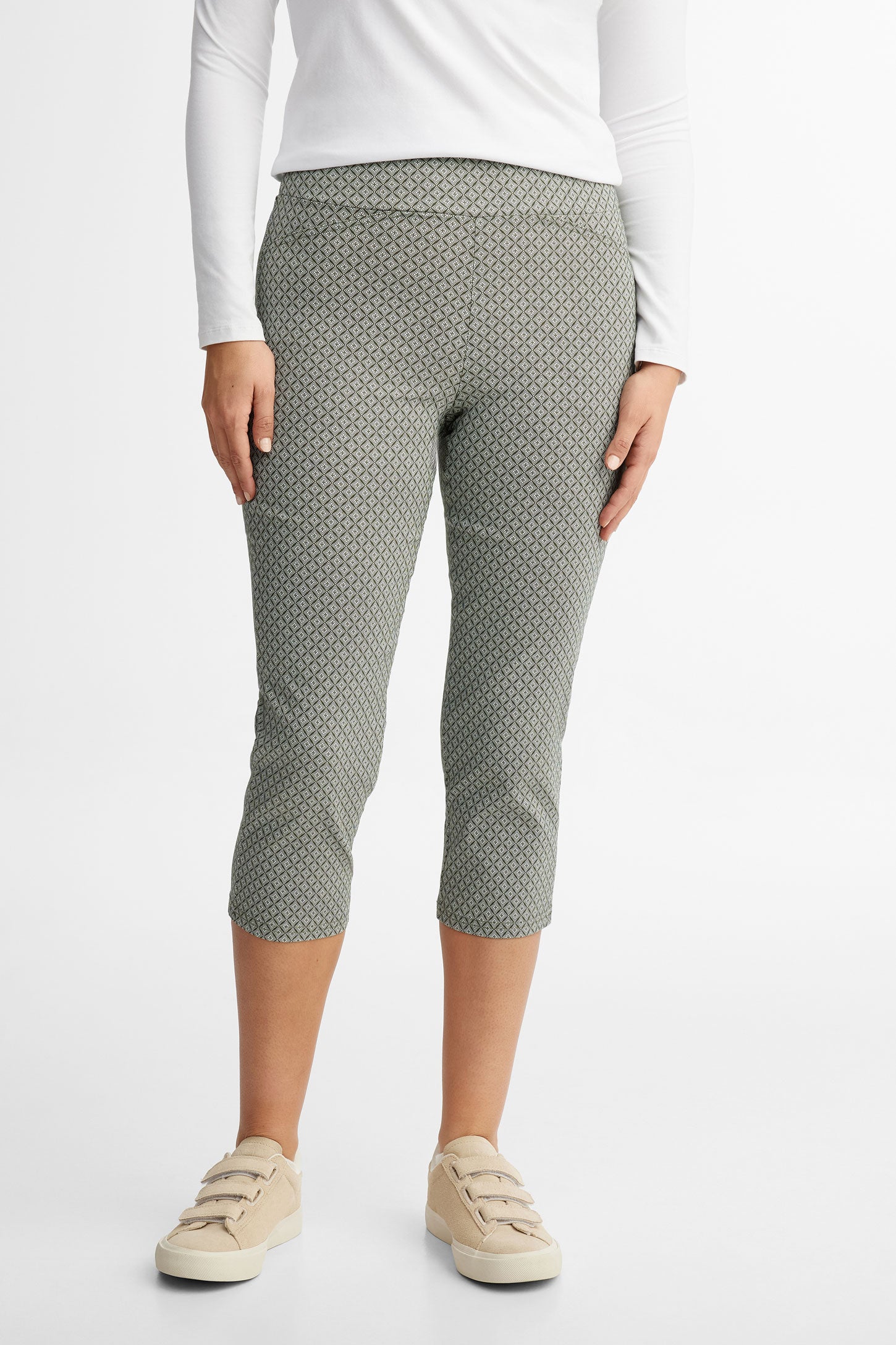 Pantalon ''Pull-on'' capri - Femme && KAKI/MULTI