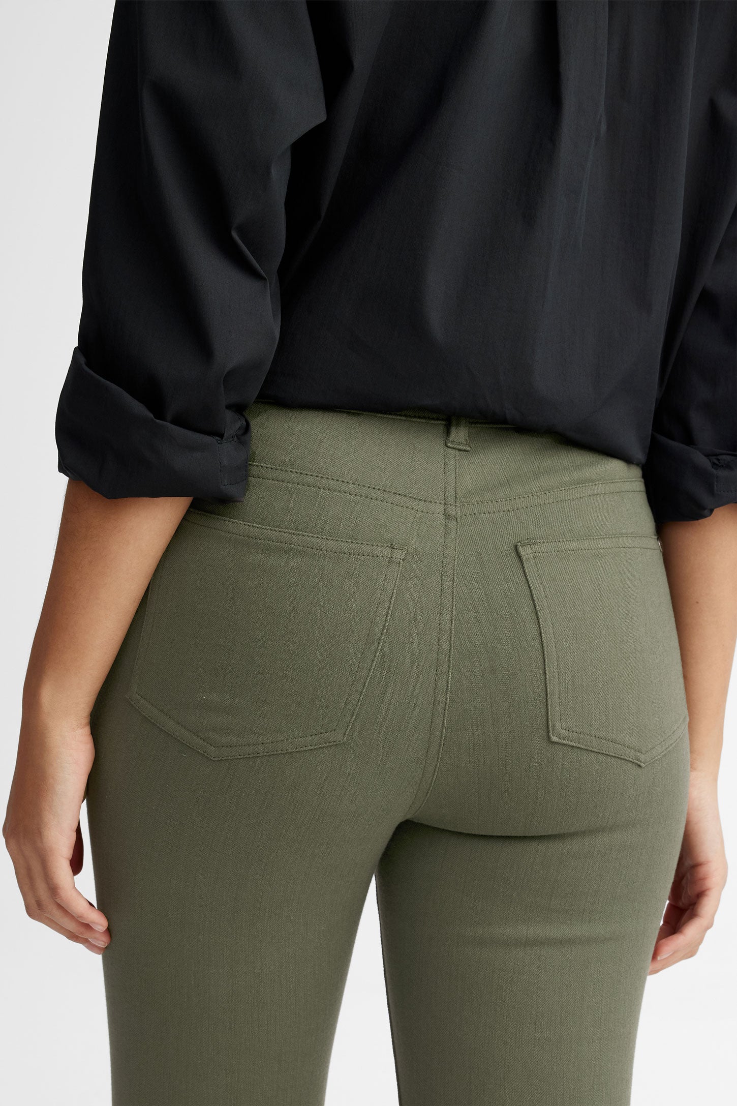 Pantalon 5 poches coupe ajustée en twill - Femme && KAKI