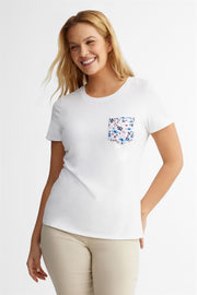 Duos futés, T-shirt col rond à poche, 2/30$ - Femme && BLANC