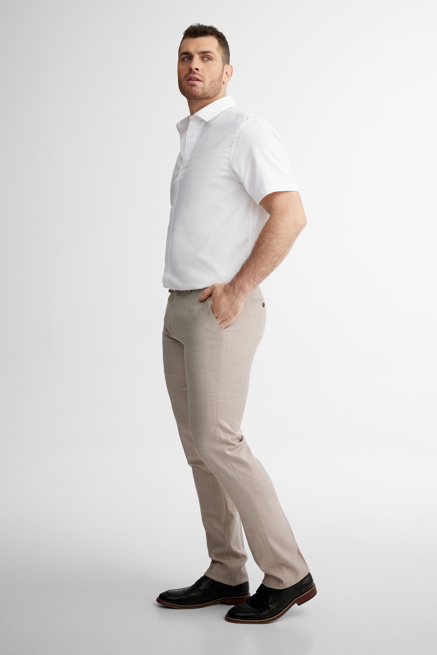 Pantalon habillé coupe ajustée - Homme && BEIGE