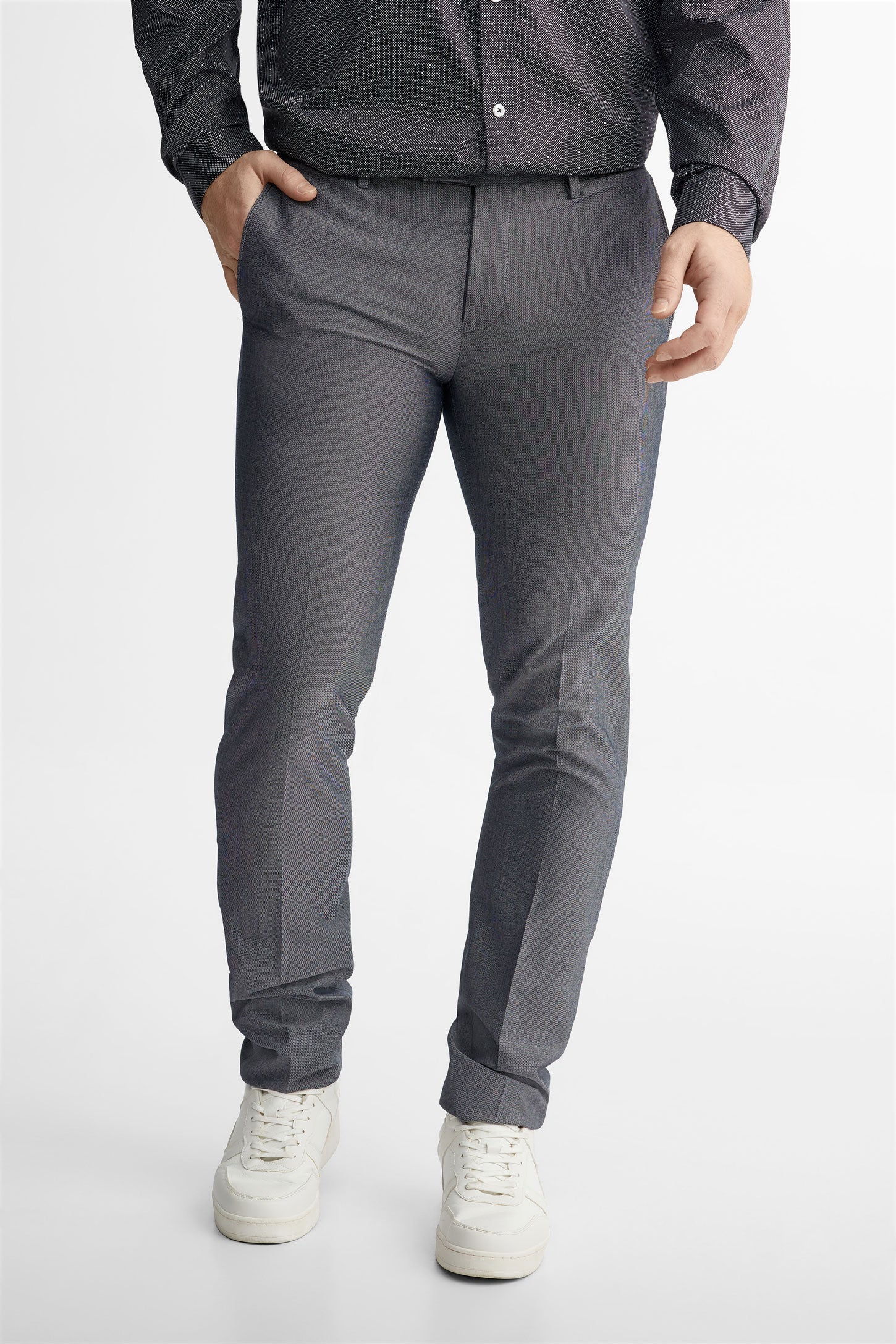 Pantalon habillé coupe ajustée - Homme && BLEU MARINE