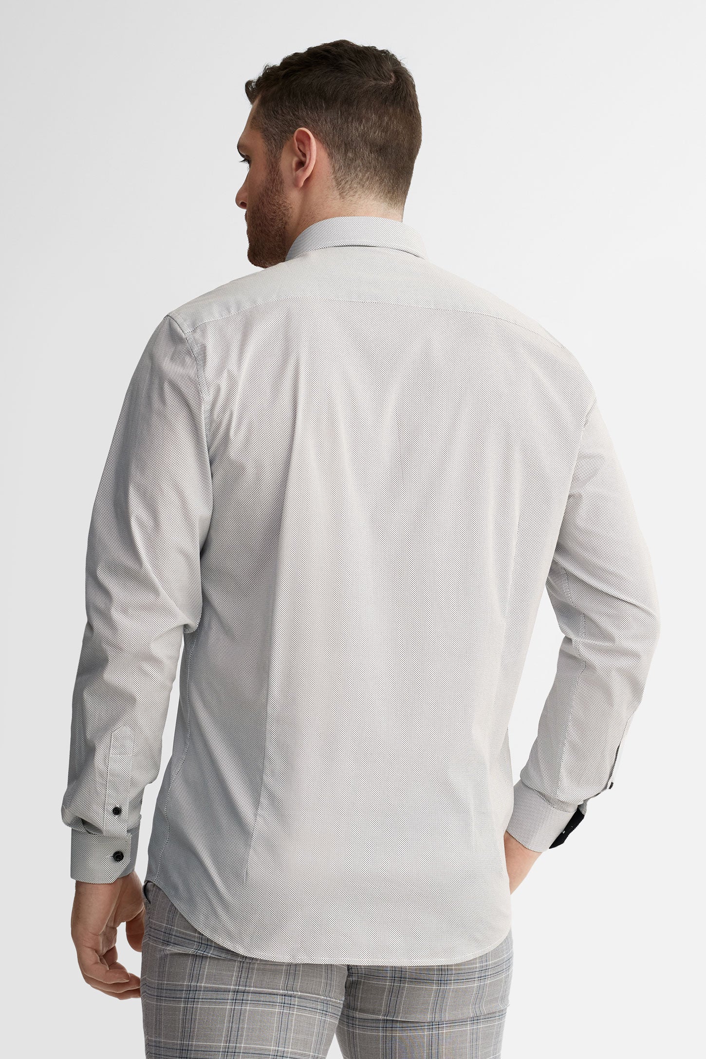 Chemise habillée coupe ajustée en coton - Homme && BLANC MULTI