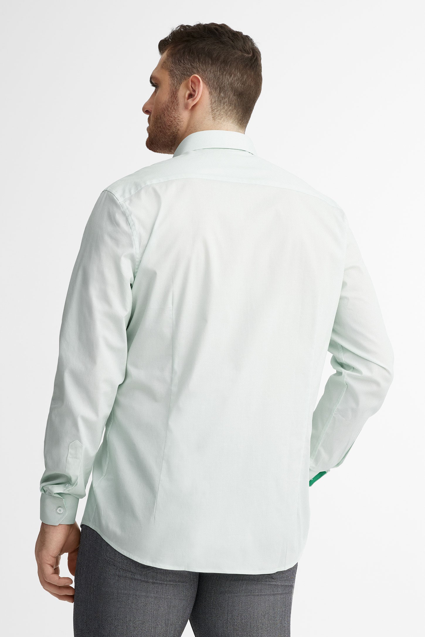 Chemise habillée coupe ajustée en coton - Homme && VERT/MULTI