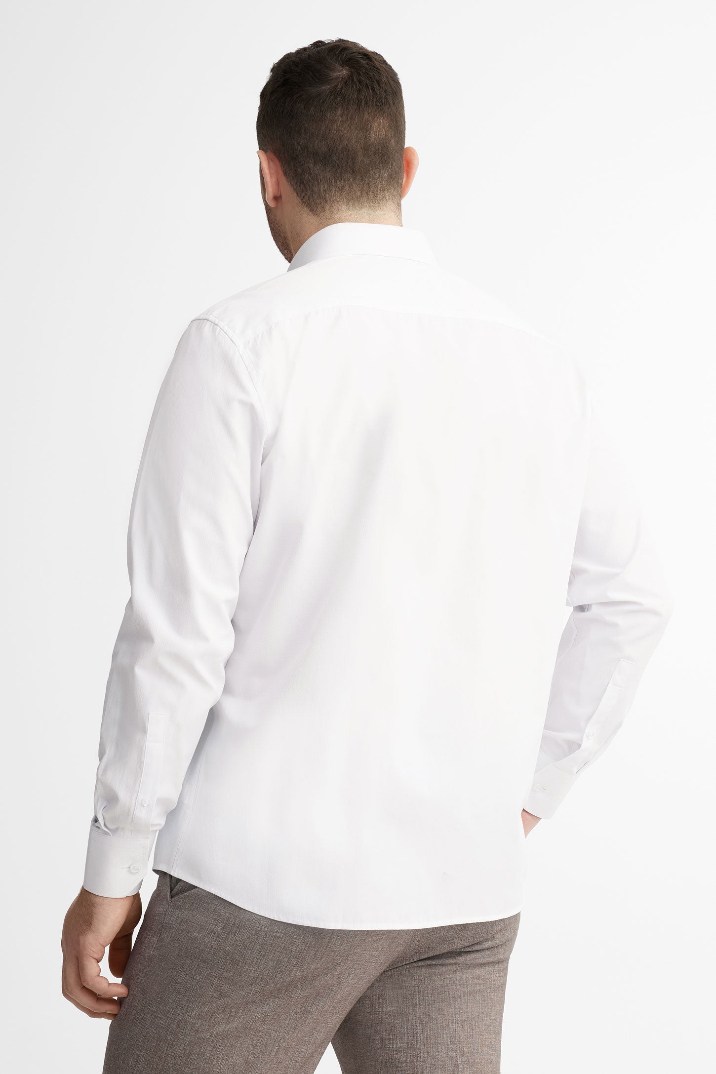 Chemise habillée coupe régulière en coton - Homme && BLANC