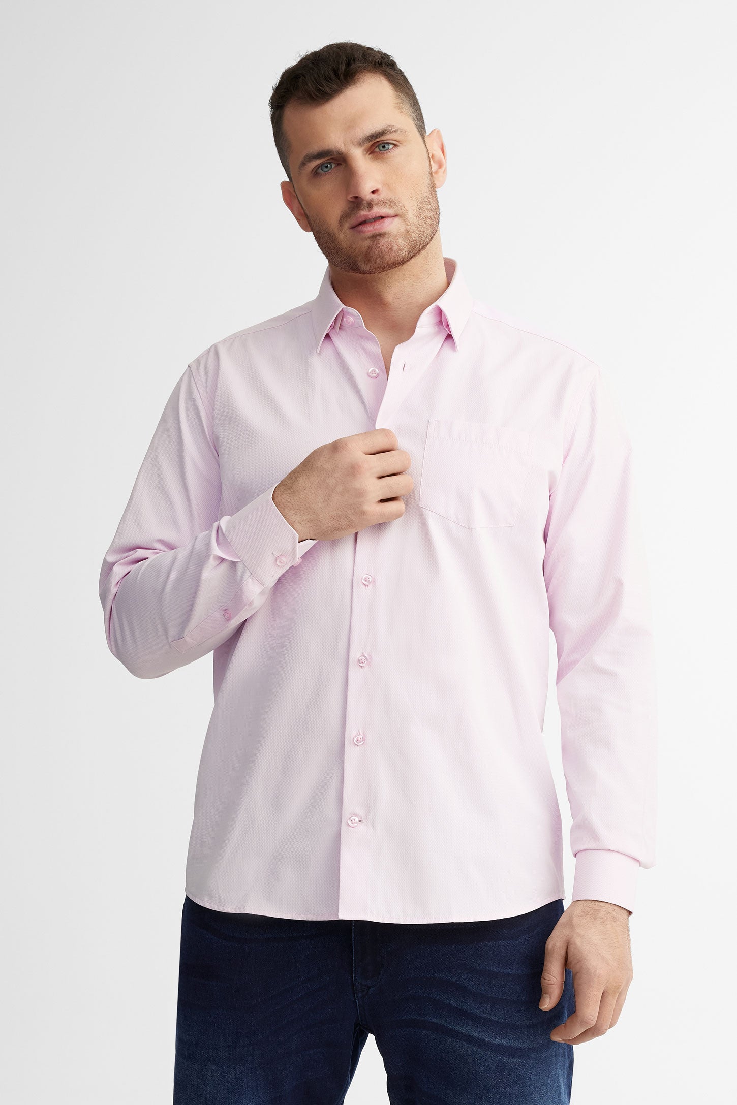 Chemise habillée coupe régulière en coton - Homme && ROSE